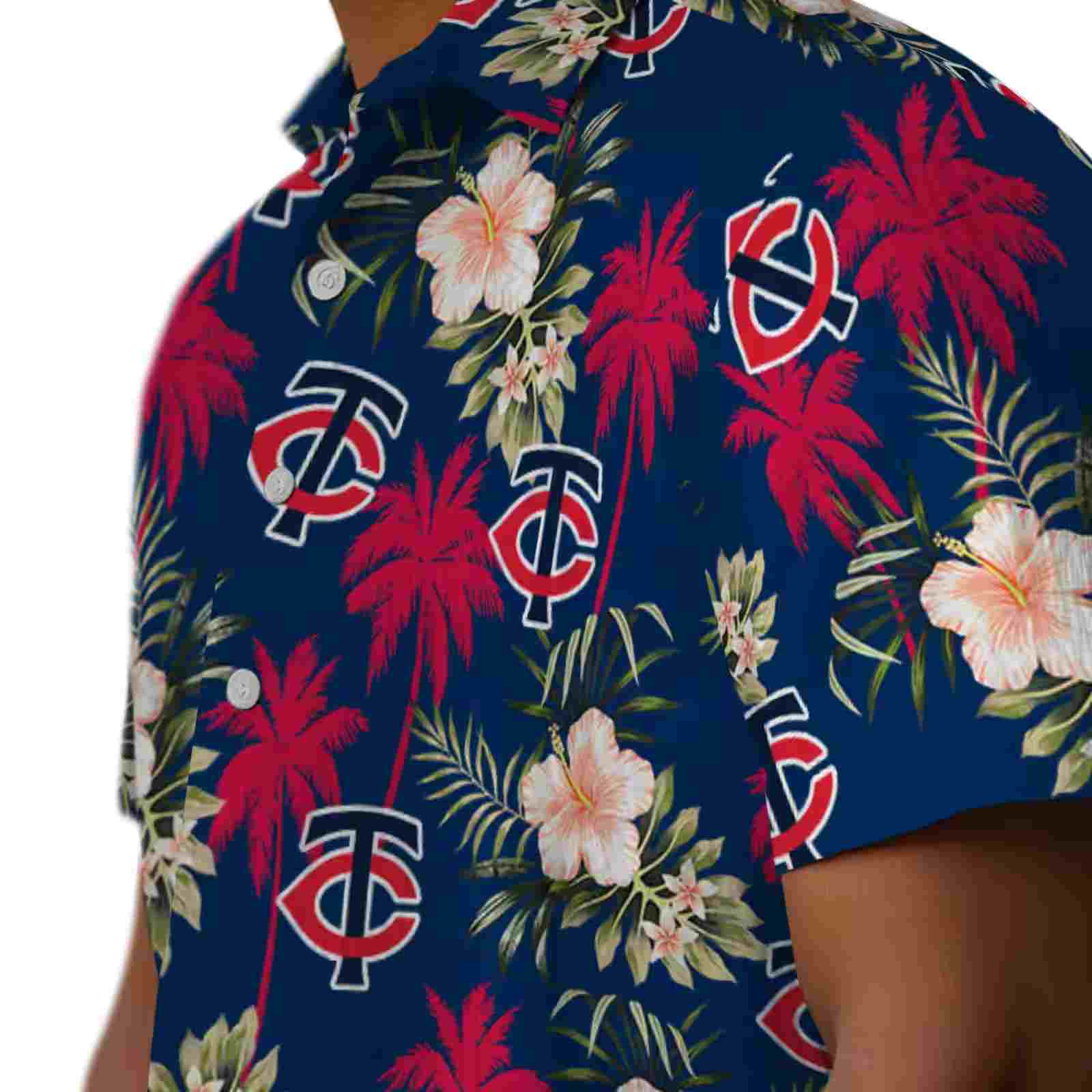 minnesota twins palm tree flower navy hawaiian shirt trendy