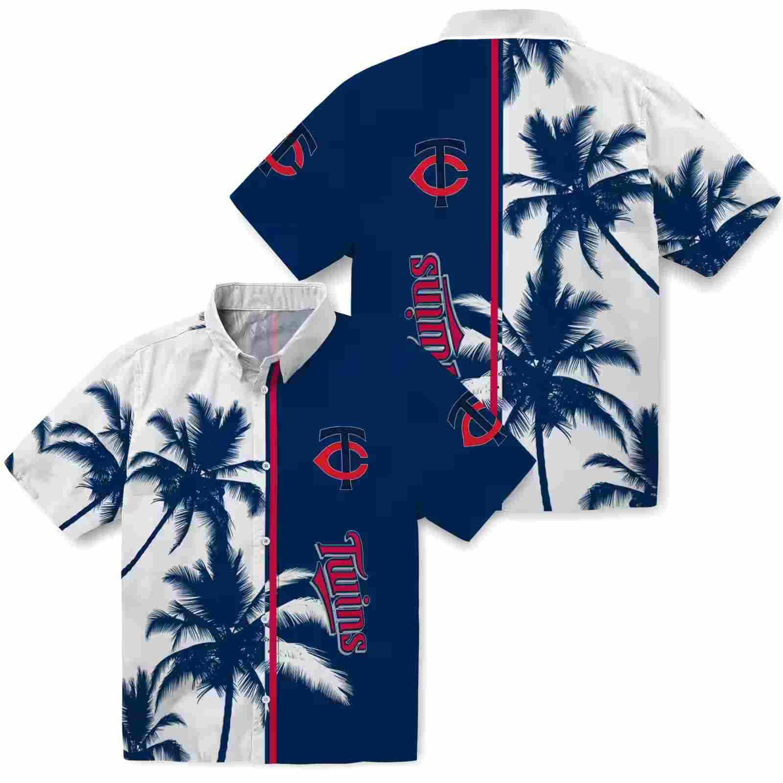 minnesota twins palm trees navy white hawaiian shirt high quality