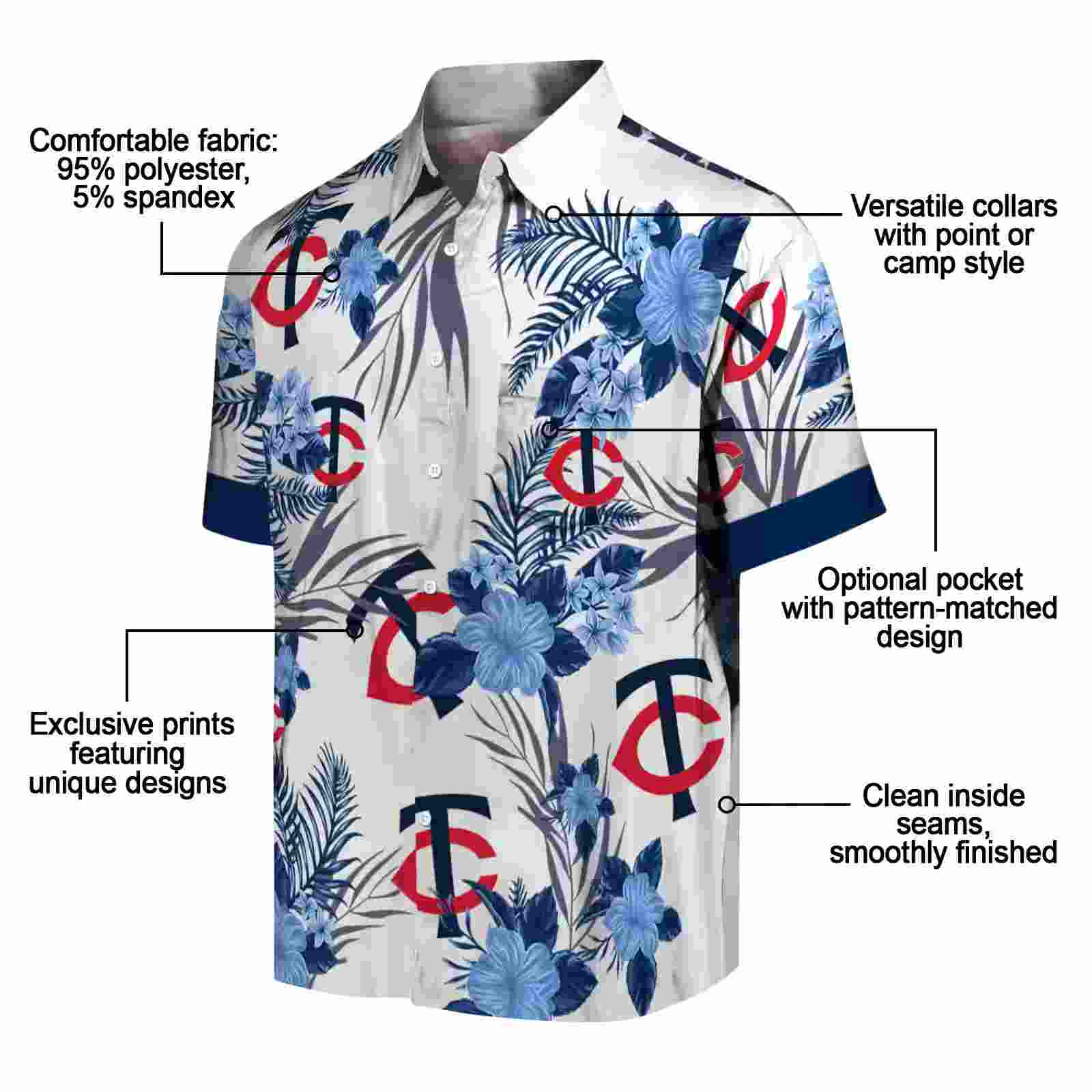 minnesota twins patriotic hibiscus design navy white hawaiian shirt new arrival