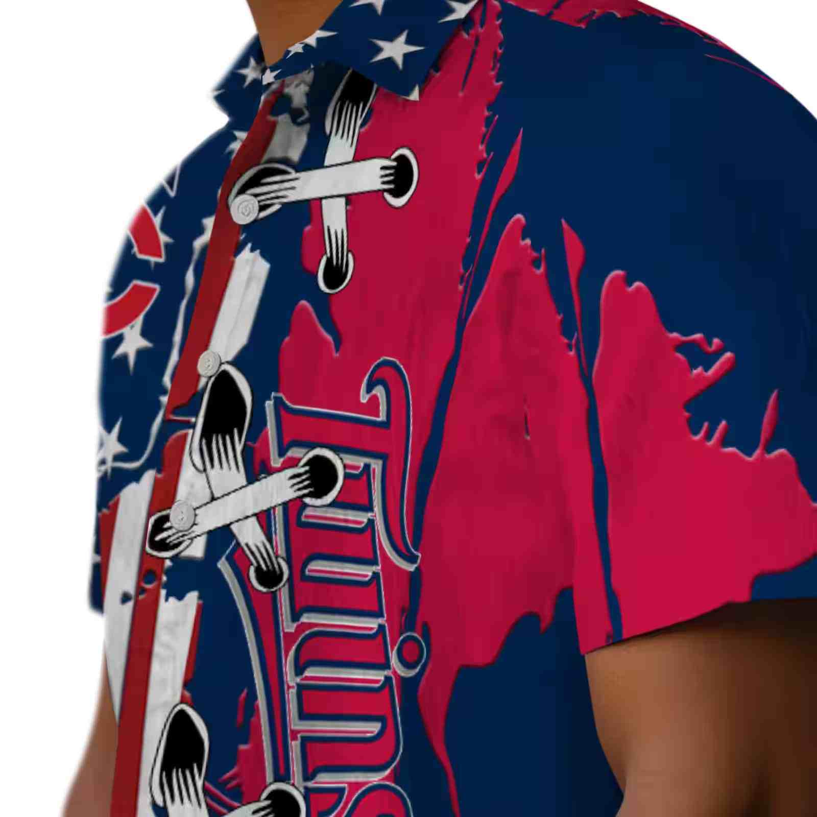 minnesota twins stitched flag navy hawaiian shirt trendy