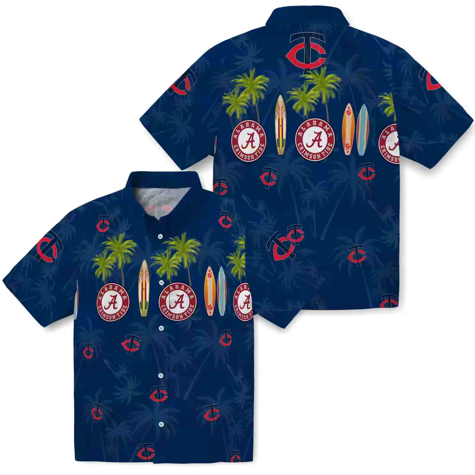 minnesota twins surfboard palm navy hawaiian shirt high quality