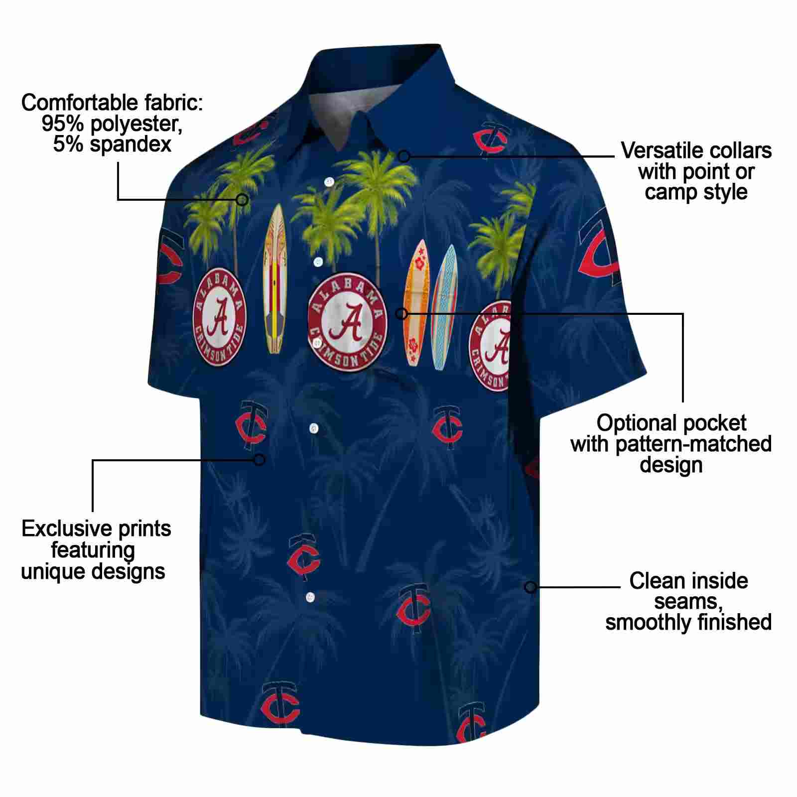 minnesota twins surfboard palm navy hawaiian shirt new arrival