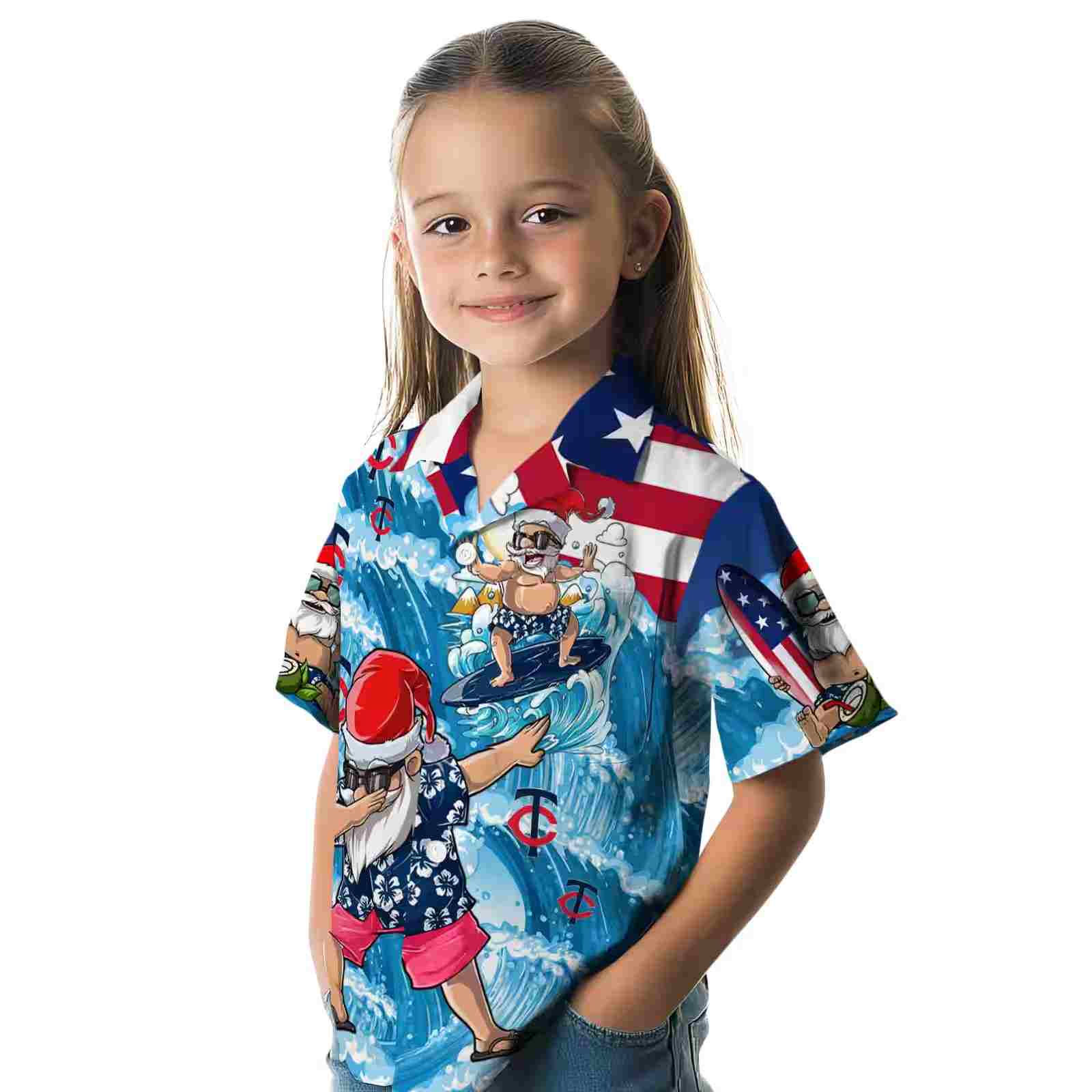 minnesota twins surfing santa blue hawaiian shirt premium grade