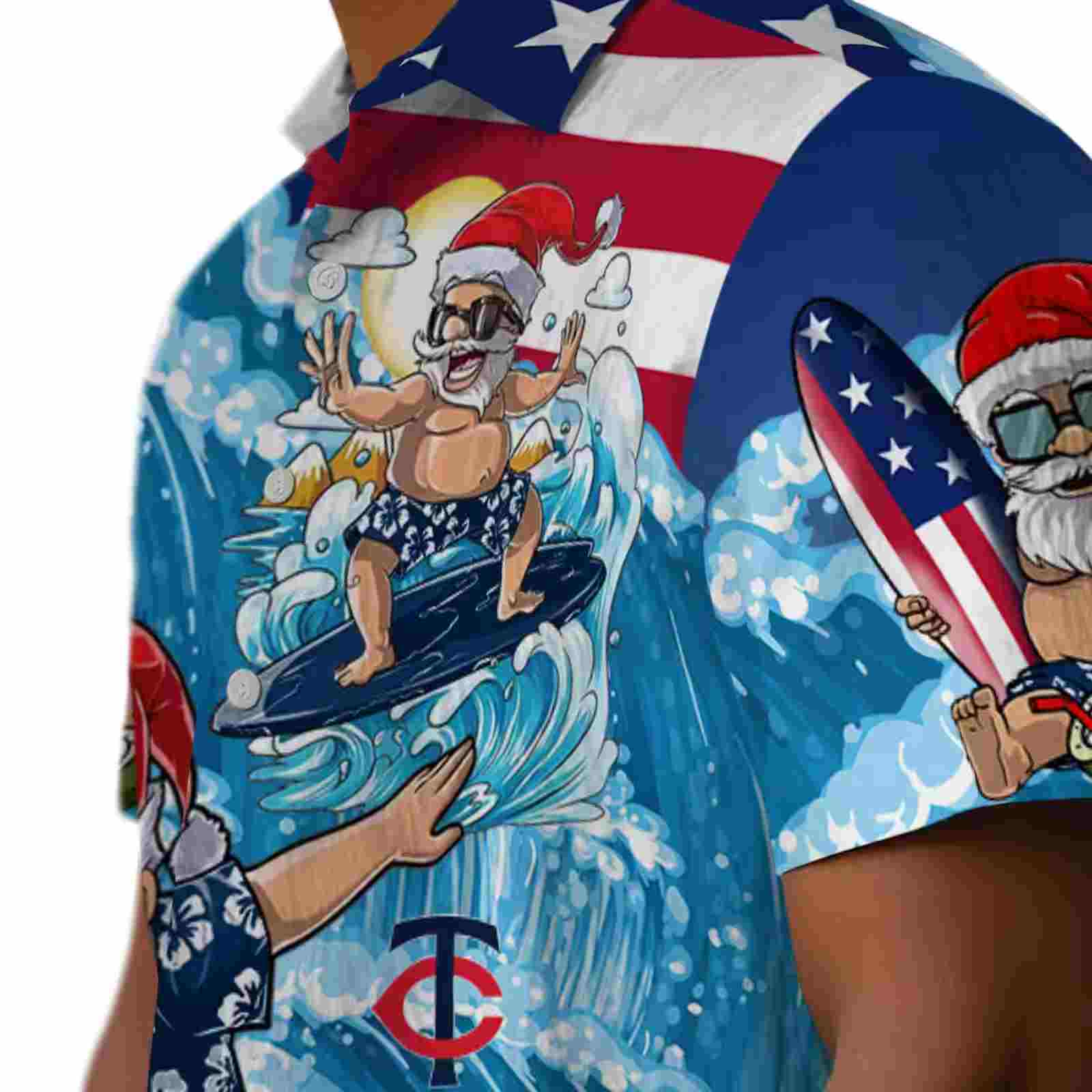 minnesota twins surfing santa blue hawaiian shirt trendy