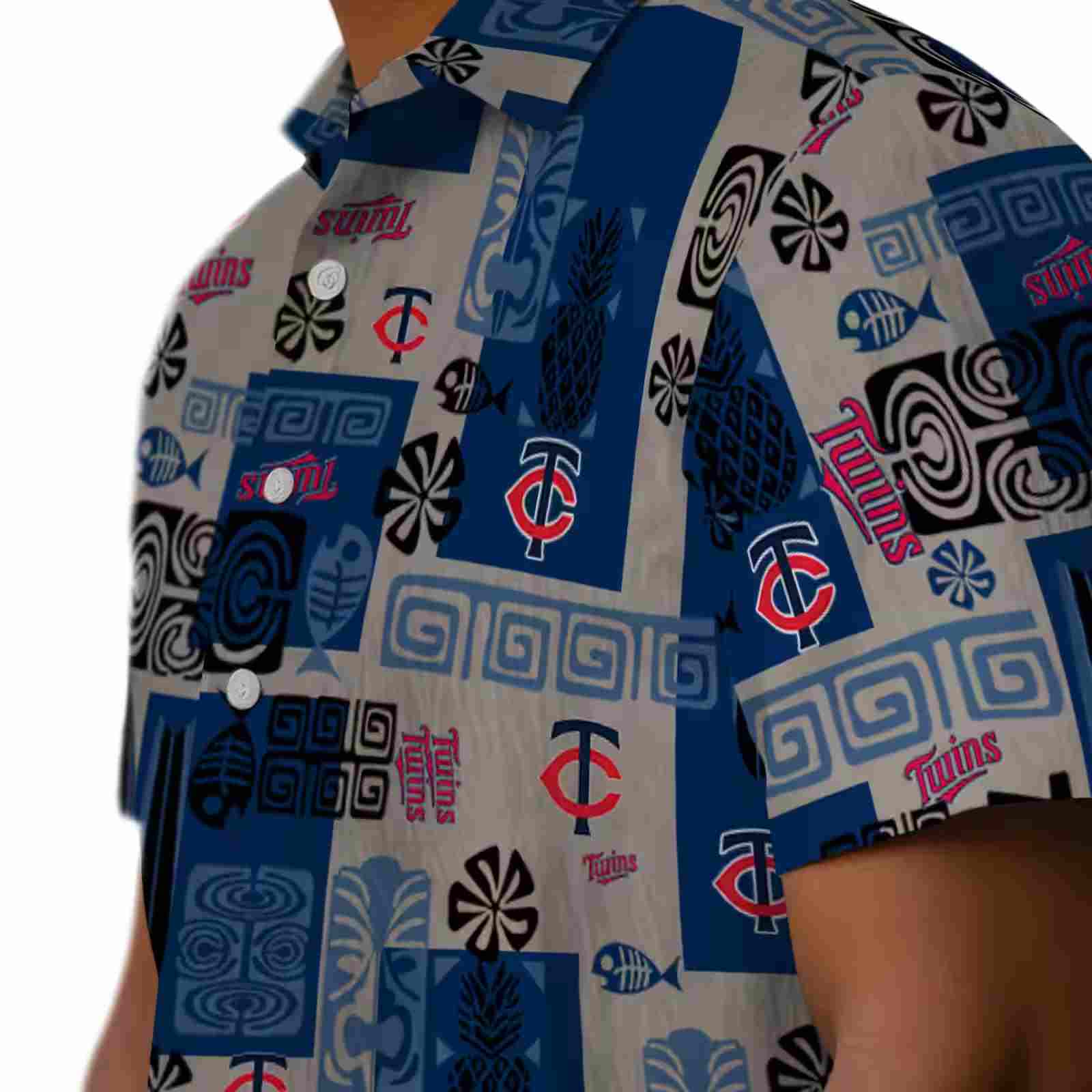 minnesota twins tribal symbols navy hawaiian shirt trendy