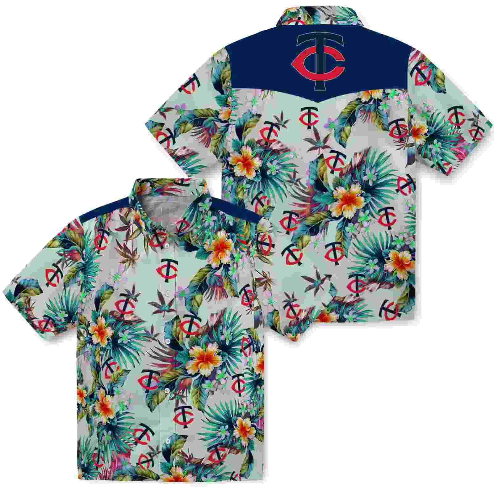 minnesota twins tropical foliage green hawaiian shirt high quality