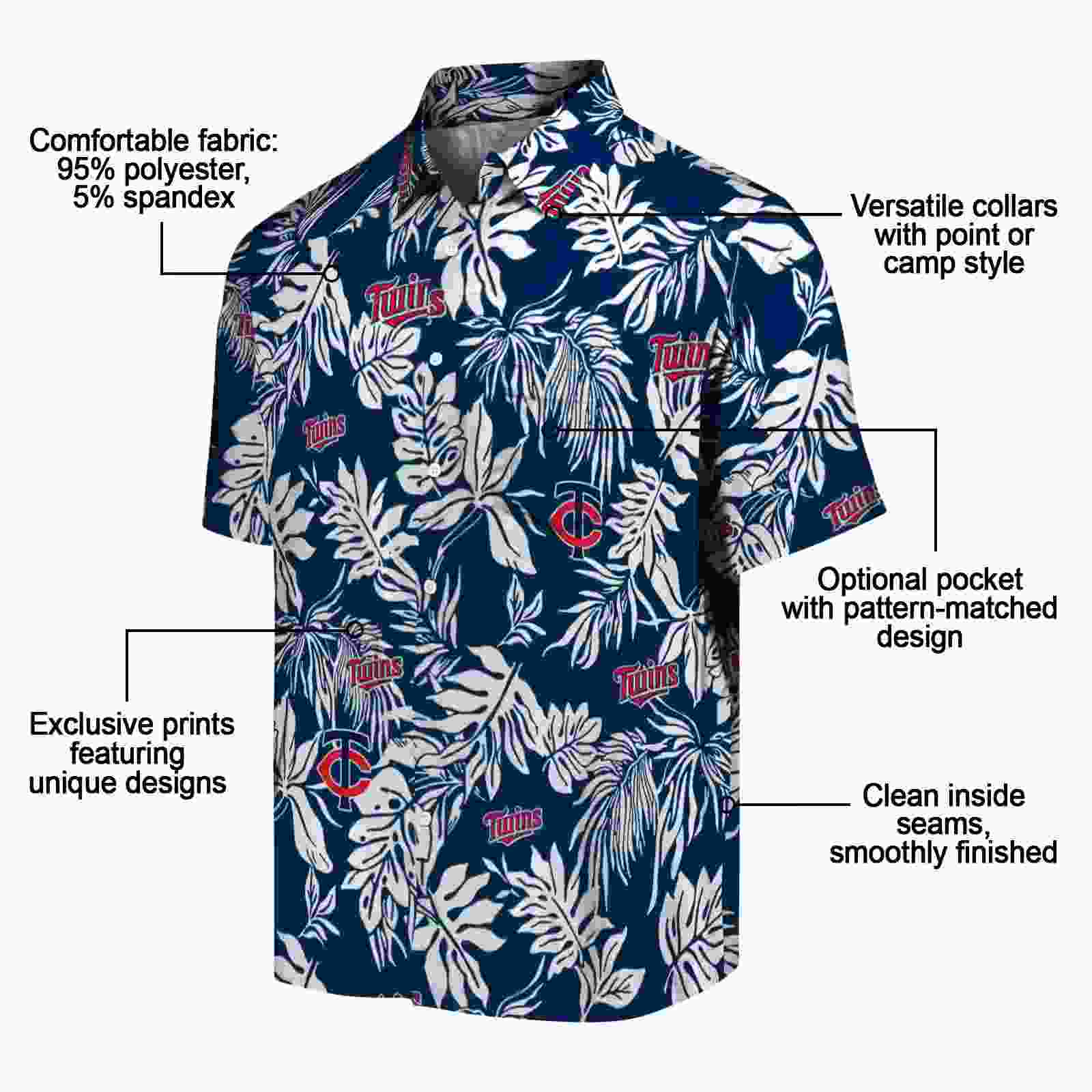 minnesota twins tropical leaf navy white hawaiian shirt new arrival