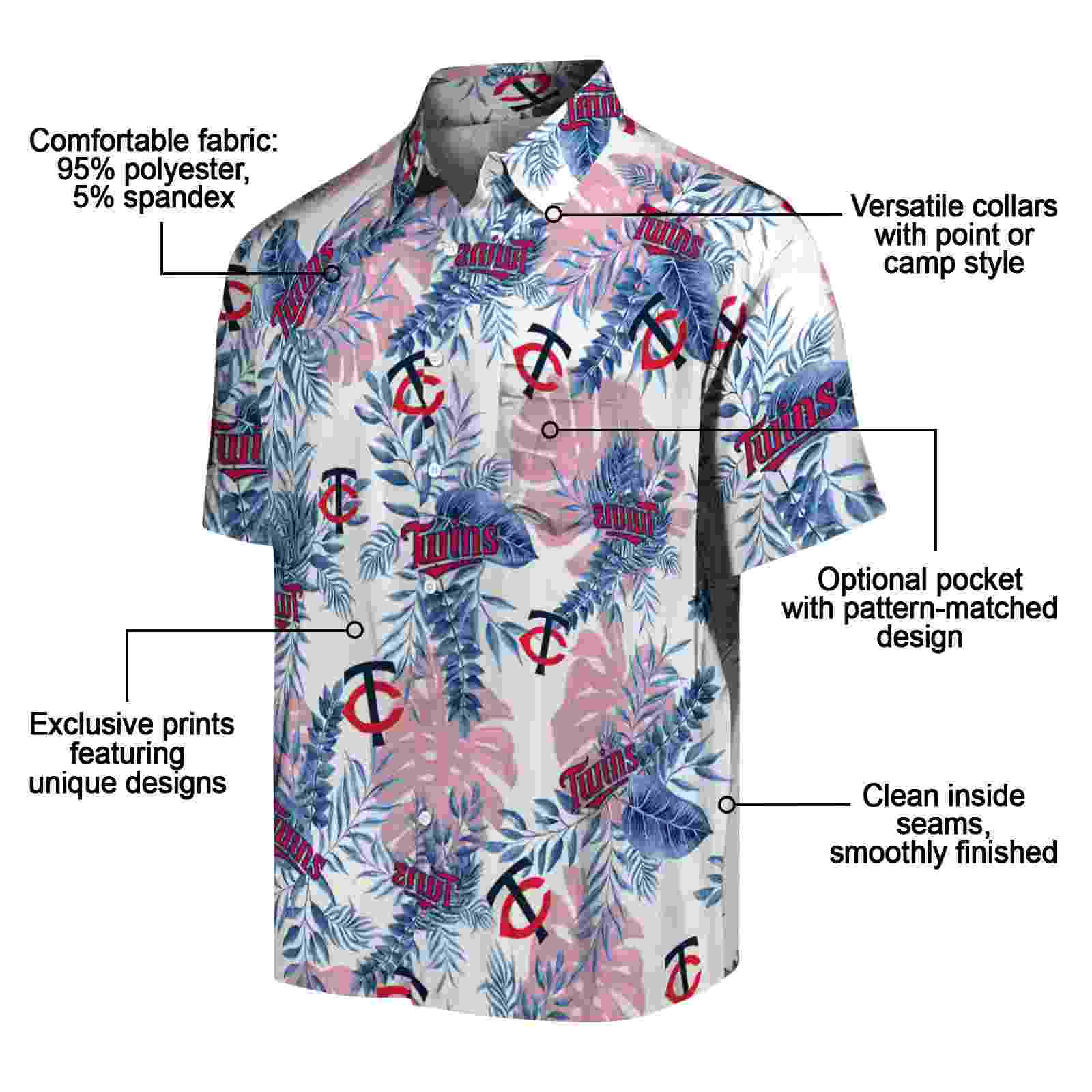 minnesota twins tropical leaves navy white hawaiian shirt new arrival