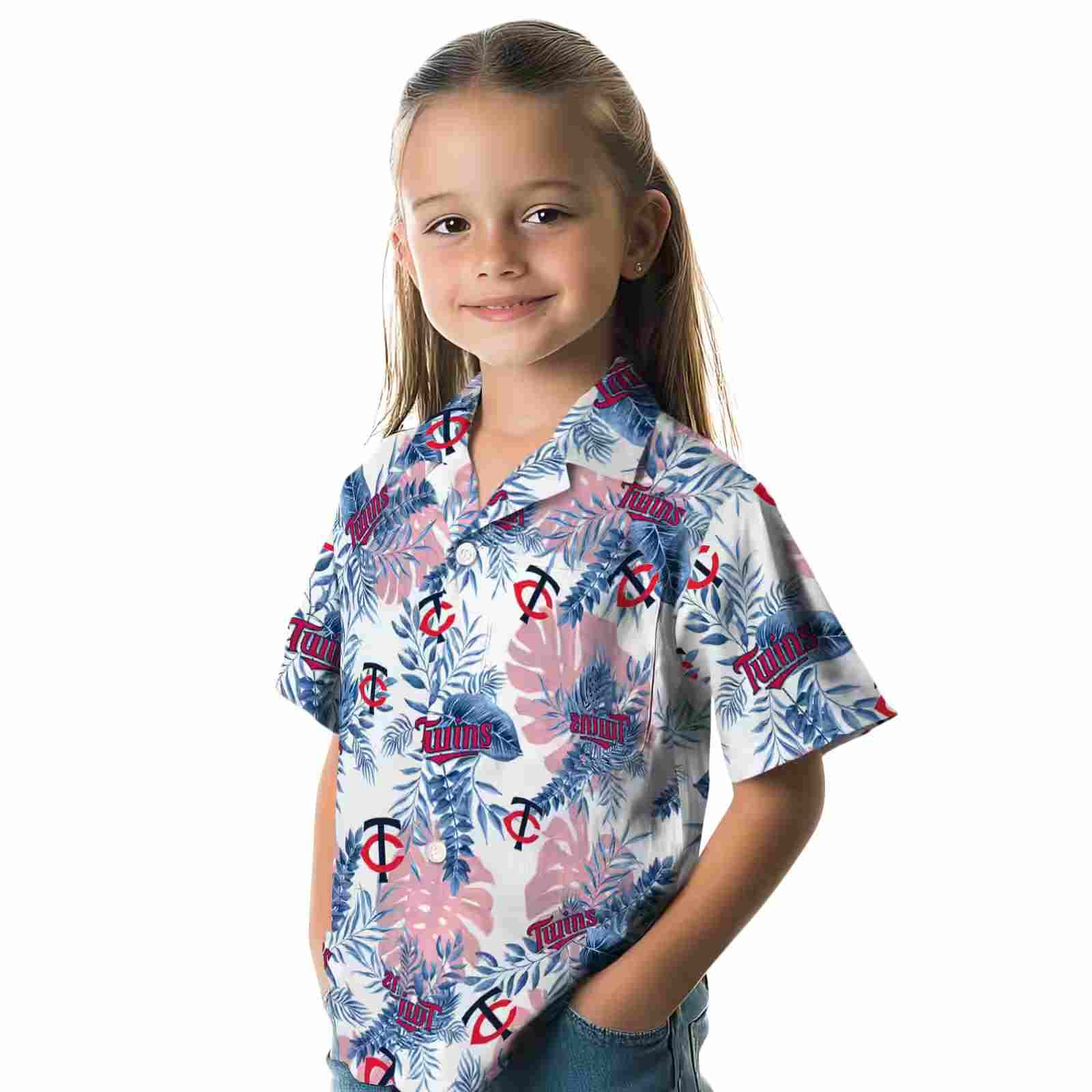 minnesota twins tropical leaves navy white hawaiian shirt premium grade