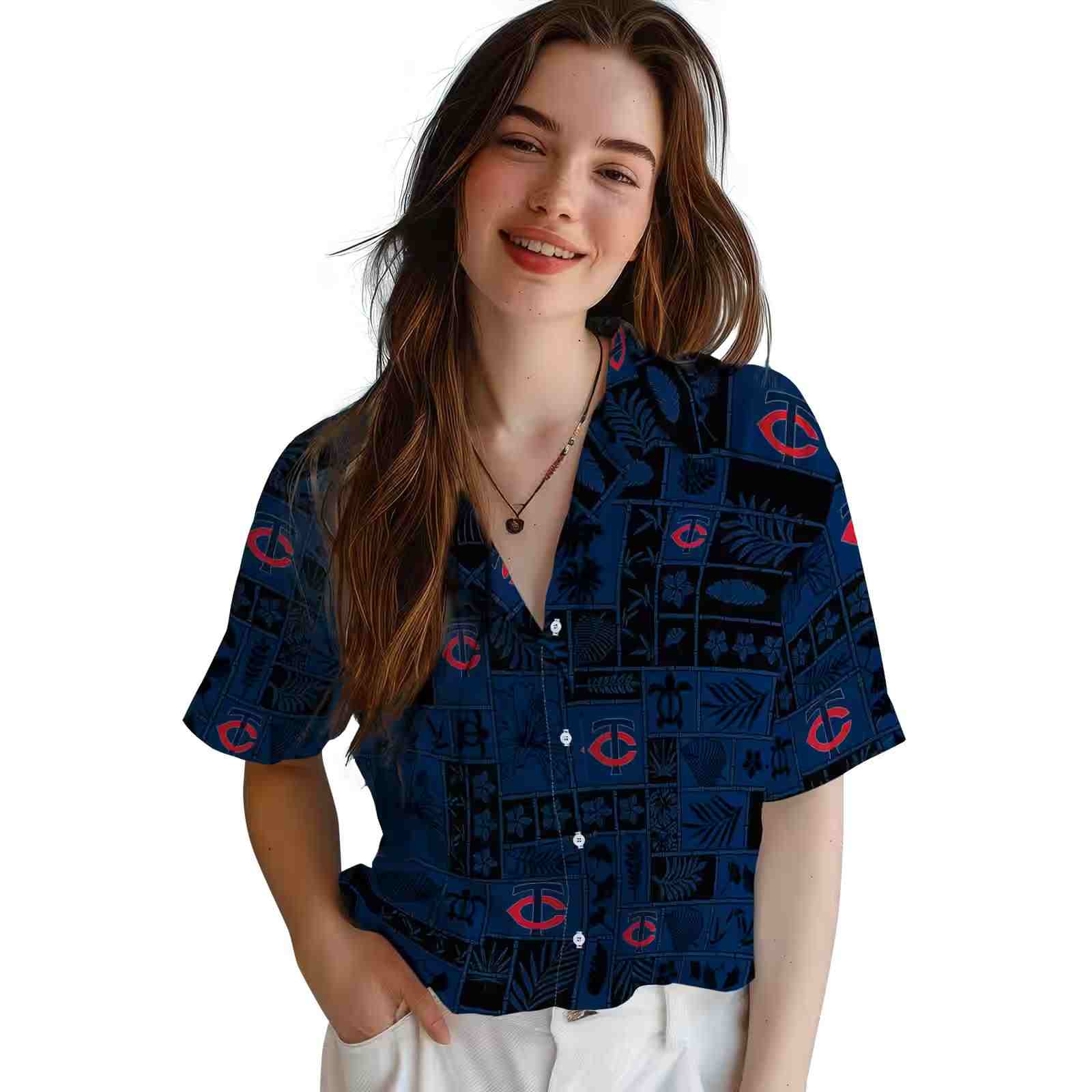 minnesota twins tropical patchwork navy black hawaiian shirt latest model