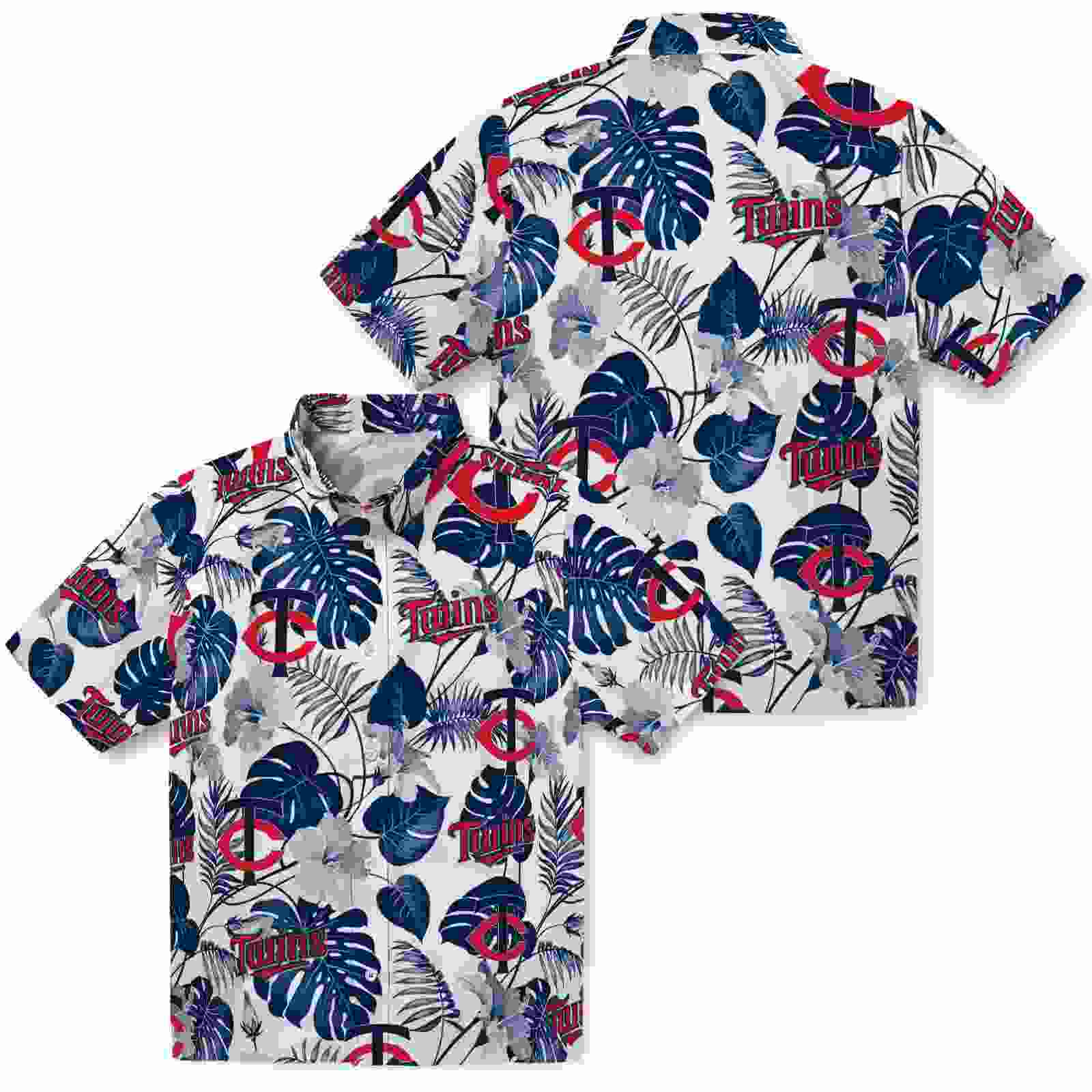 minnesota twins tropical plants navy white hawaiian shirt high quality