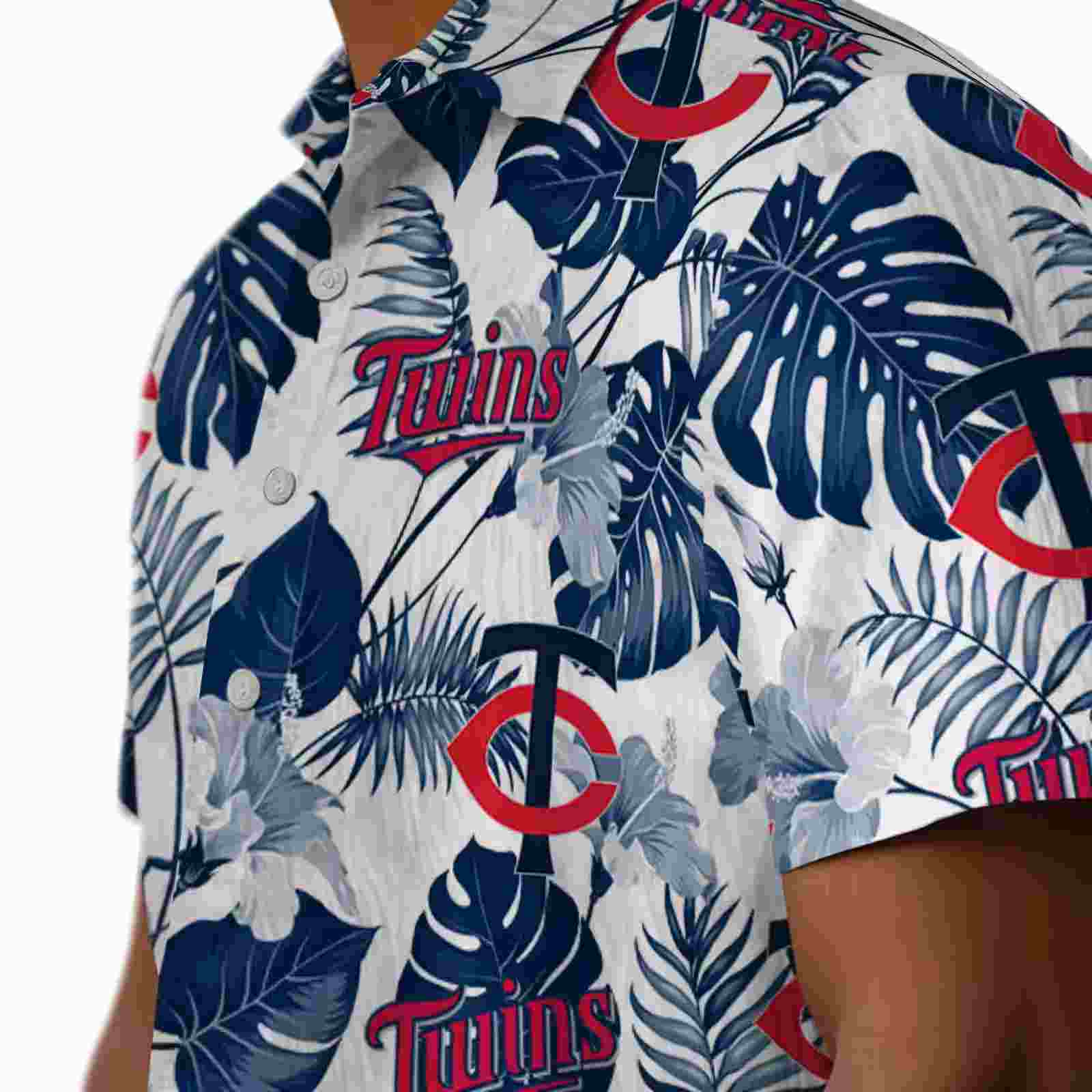 minnesota twins tropical plants navy white hawaiian shirt trendy