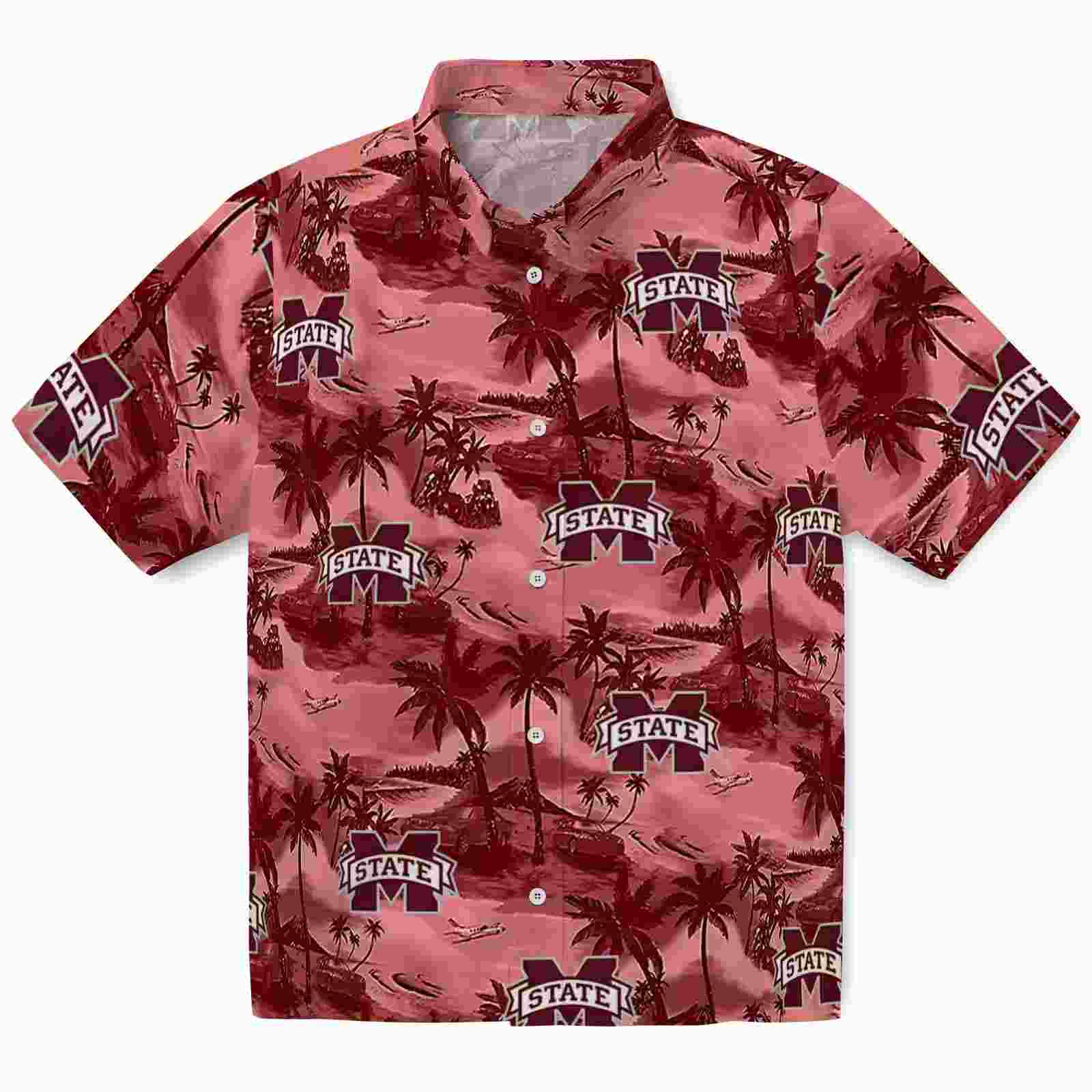 Mississippi State Bulldogs Coastal Palms Maroon Hawaiian Shirt