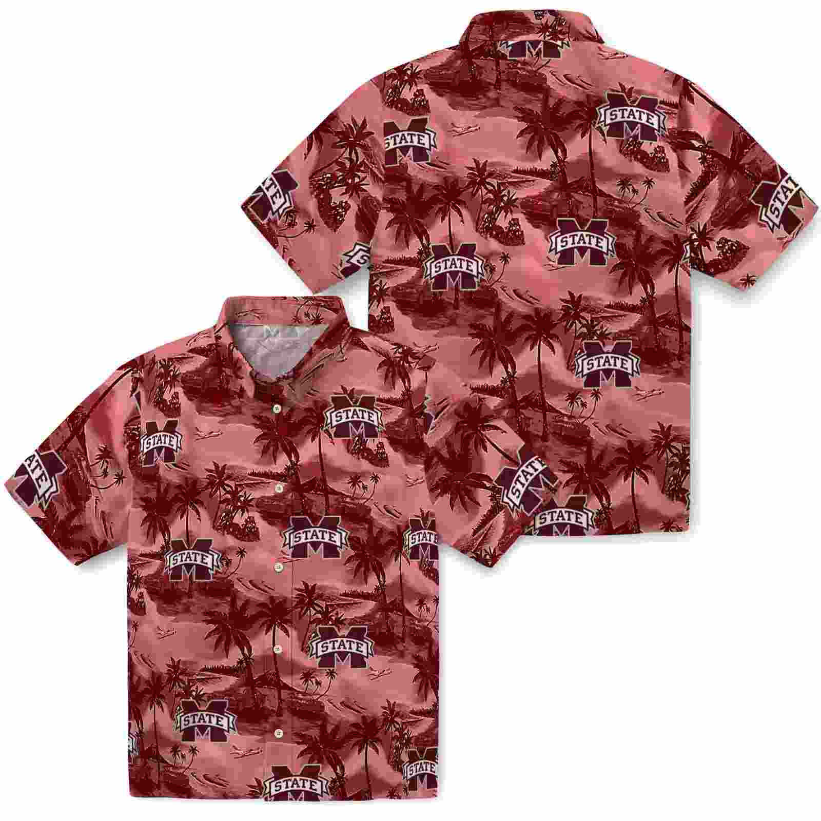 mississippi state bulldogs coastal palms maroon hawaiian shirt high quality