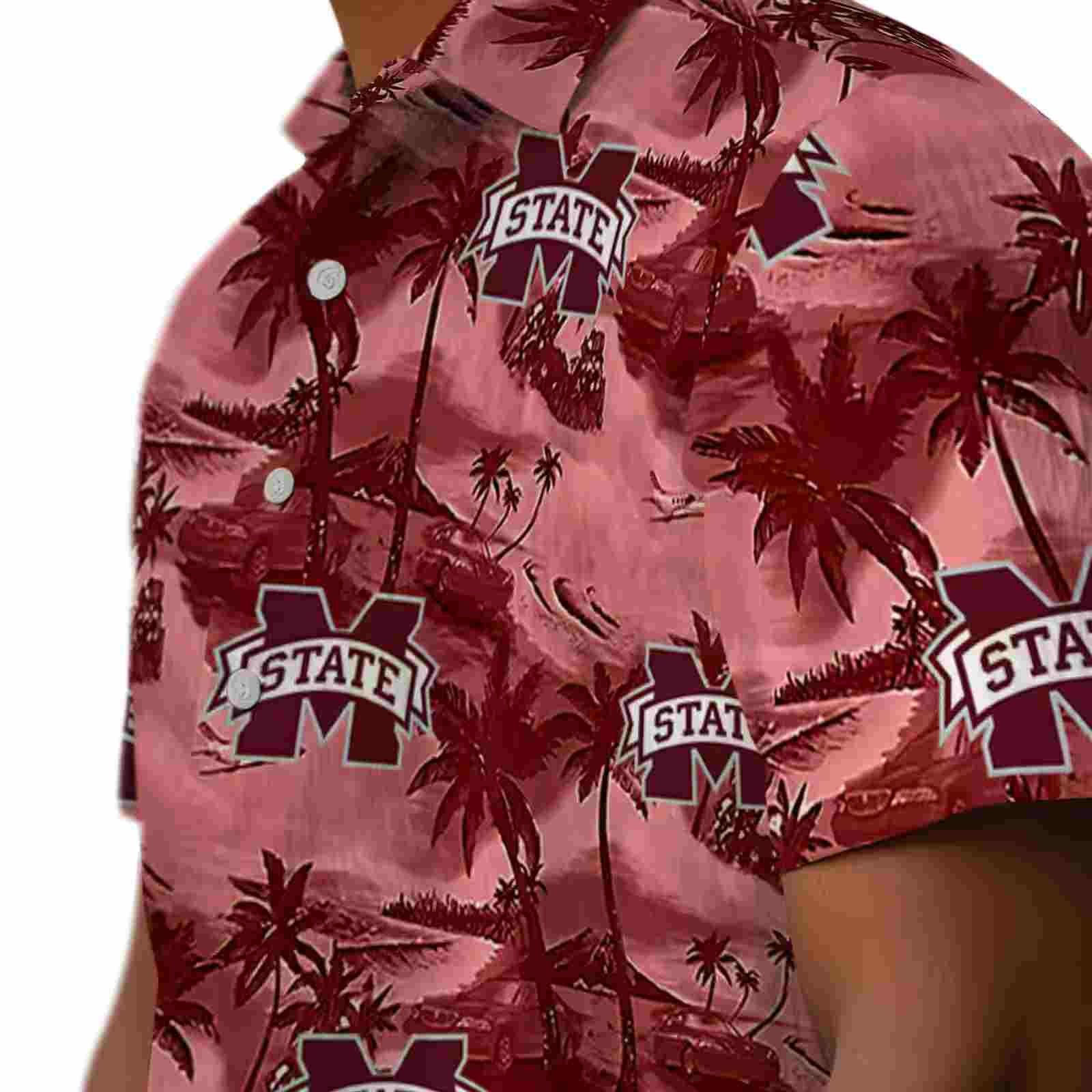 mississippi state bulldogs coastal palms maroon hawaiian shirt trendy