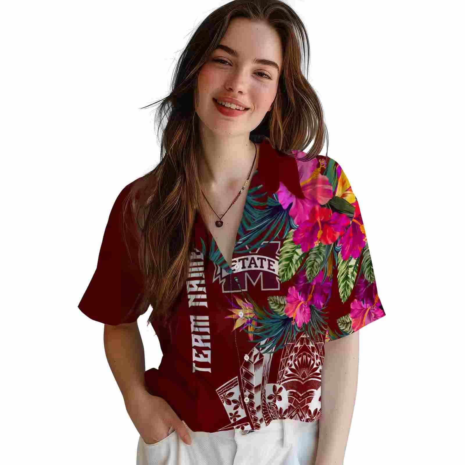 mississippi state bulldogs floral polynesian maroon hawaiian shirt latest model