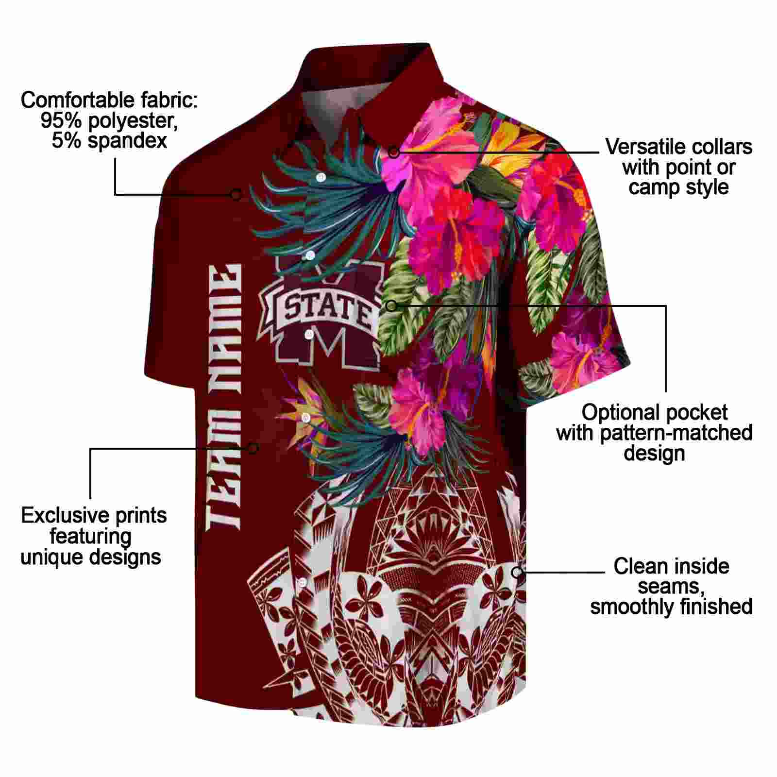 mississippi state bulldogs floral polynesian maroon hawaiian shirt new arrival