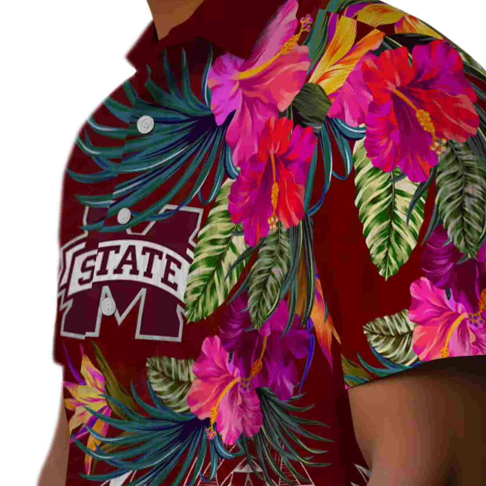 mississippi state bulldogs floral polynesian maroon hawaiian shirt trendy