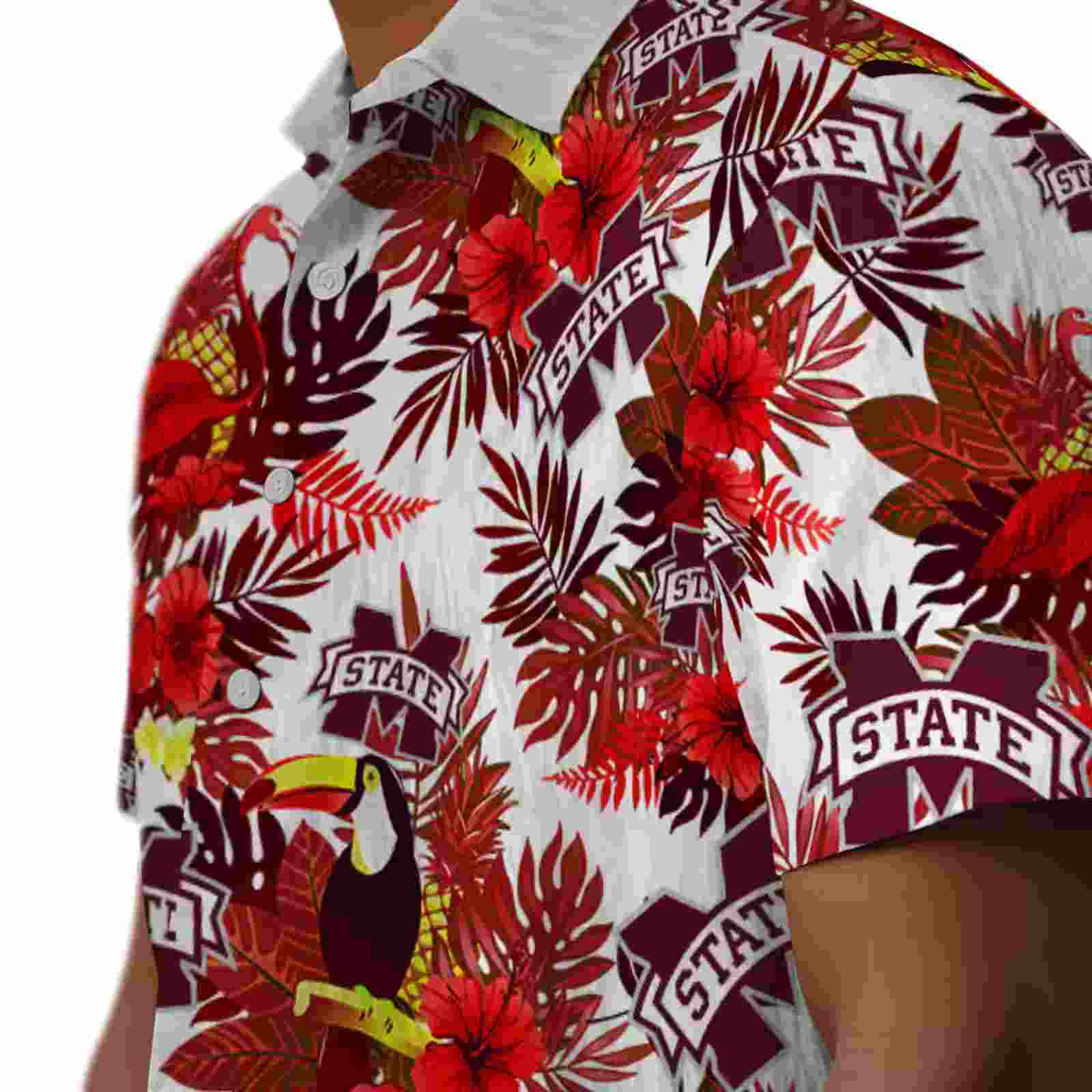 mississippi state bulldogs floral toucan maroon red hawaiian shirt trendy