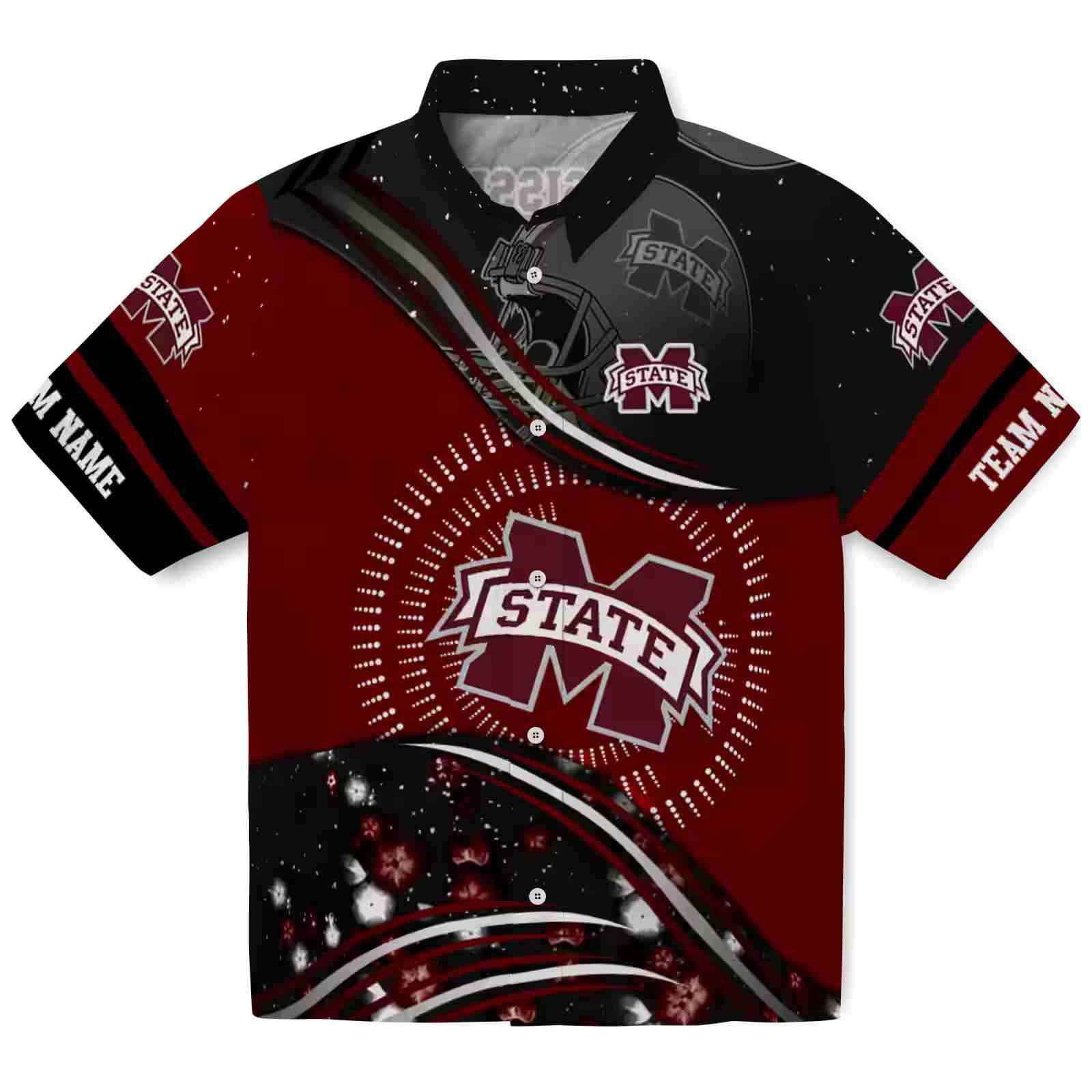 Mississippi State Bulldogs Football Wave Maroon Black Hawaiian Shirt