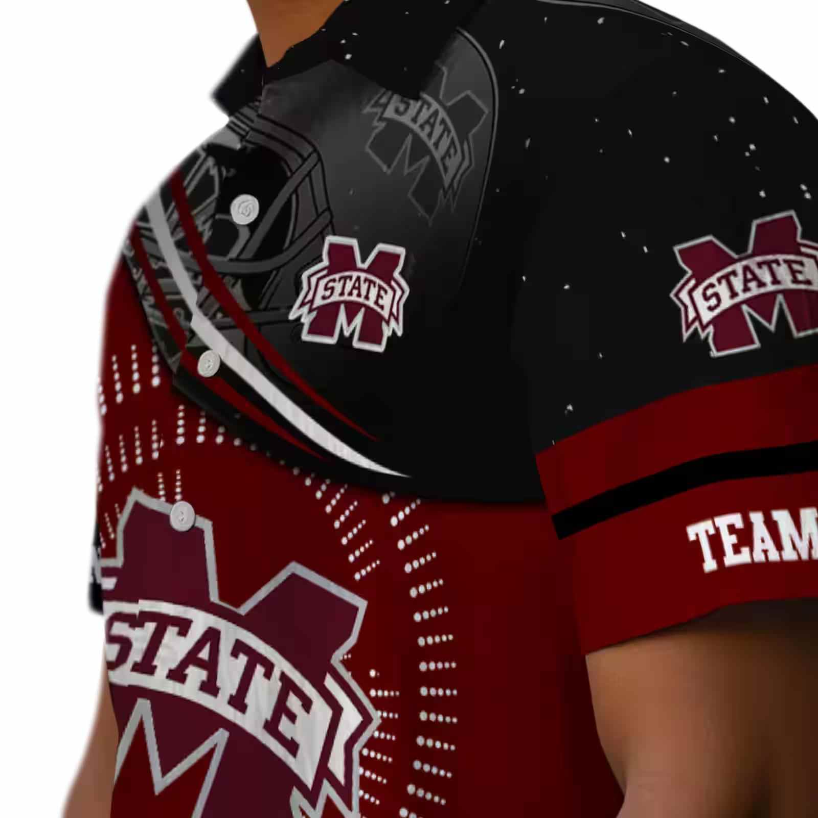 mississippi state bulldogs football wave maroon black hawaiian shirt trendy