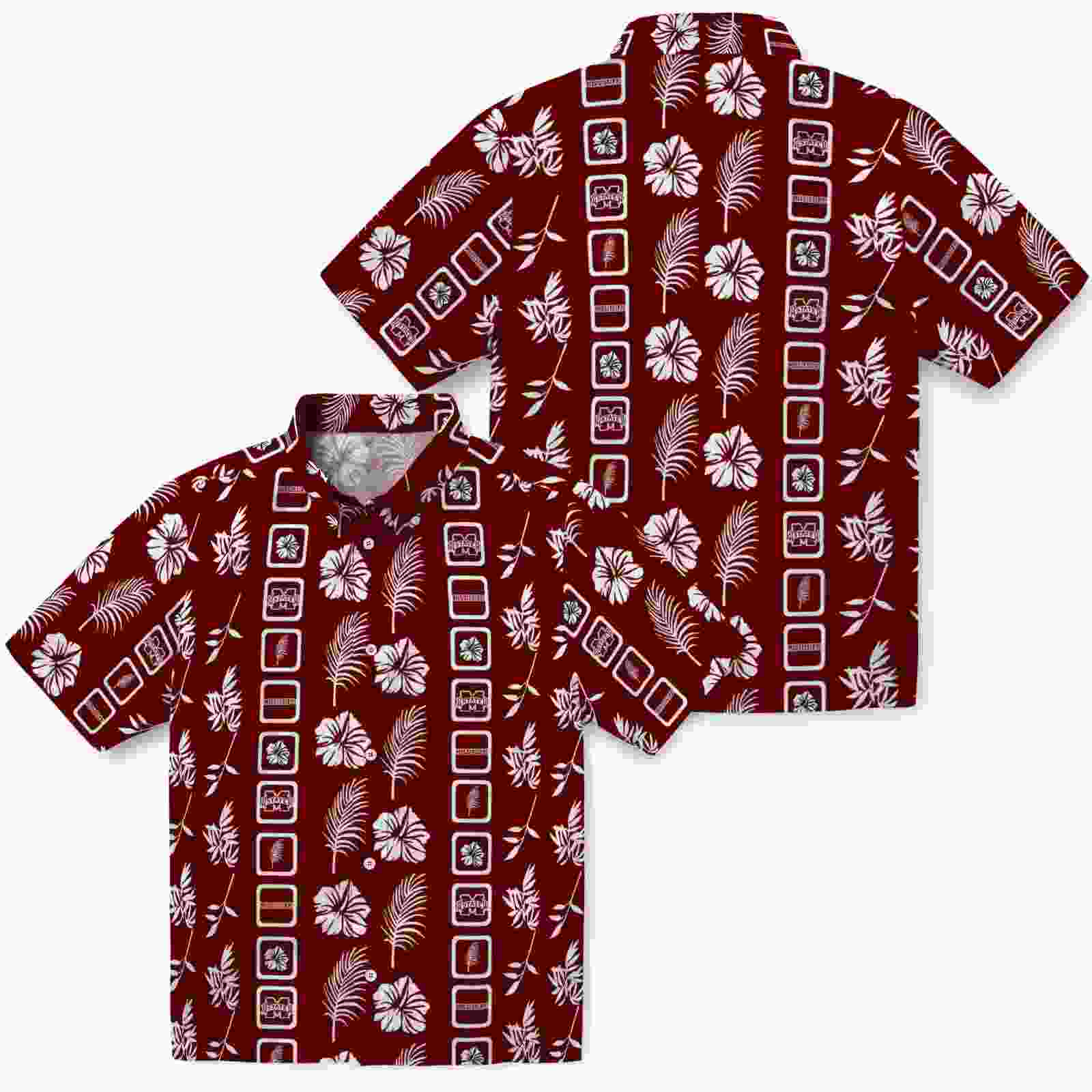 mississippi state bulldogs framed floral maroon hawaiian shirt high quality