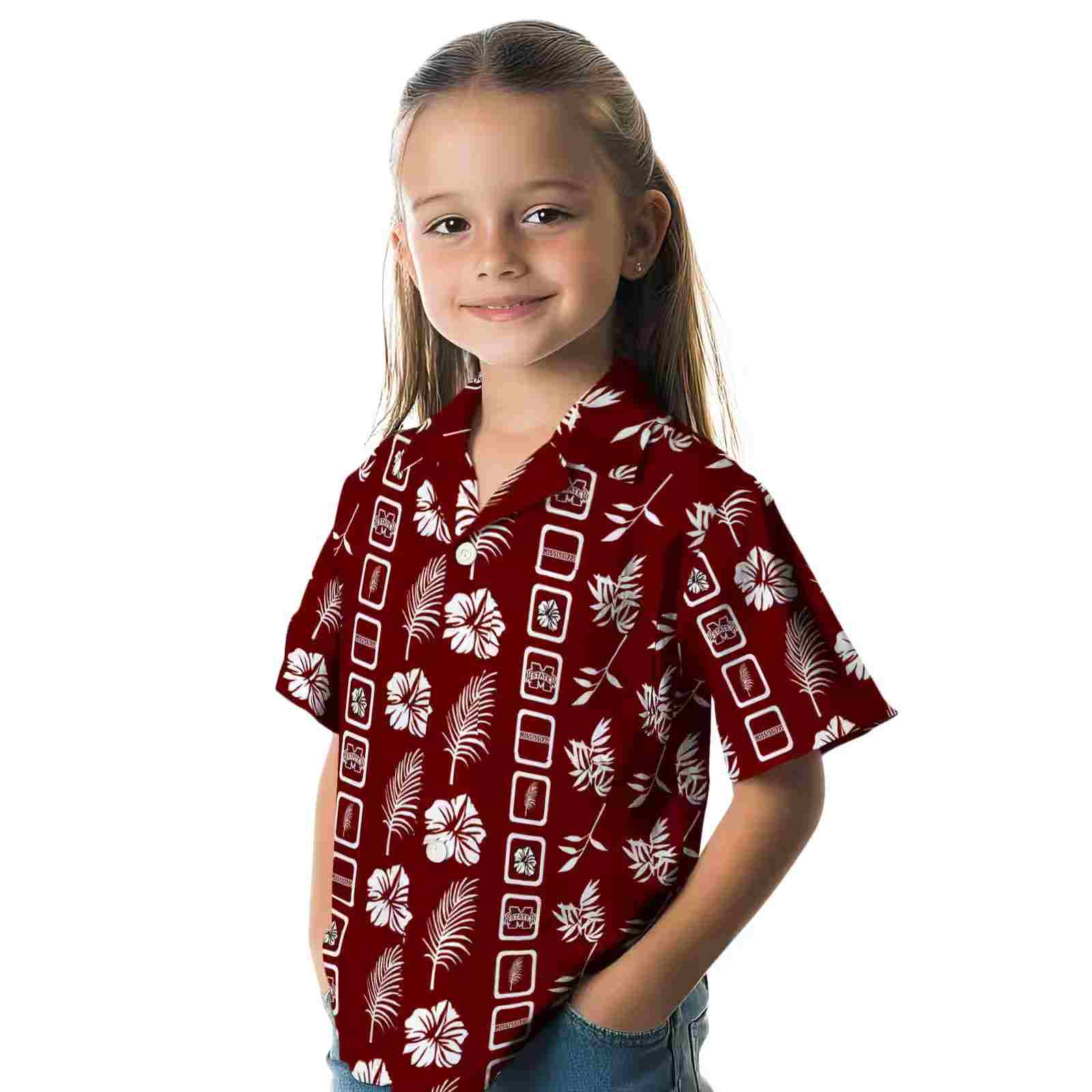 mississippi state bulldogs framed floral maroon hawaiian shirt premium grade