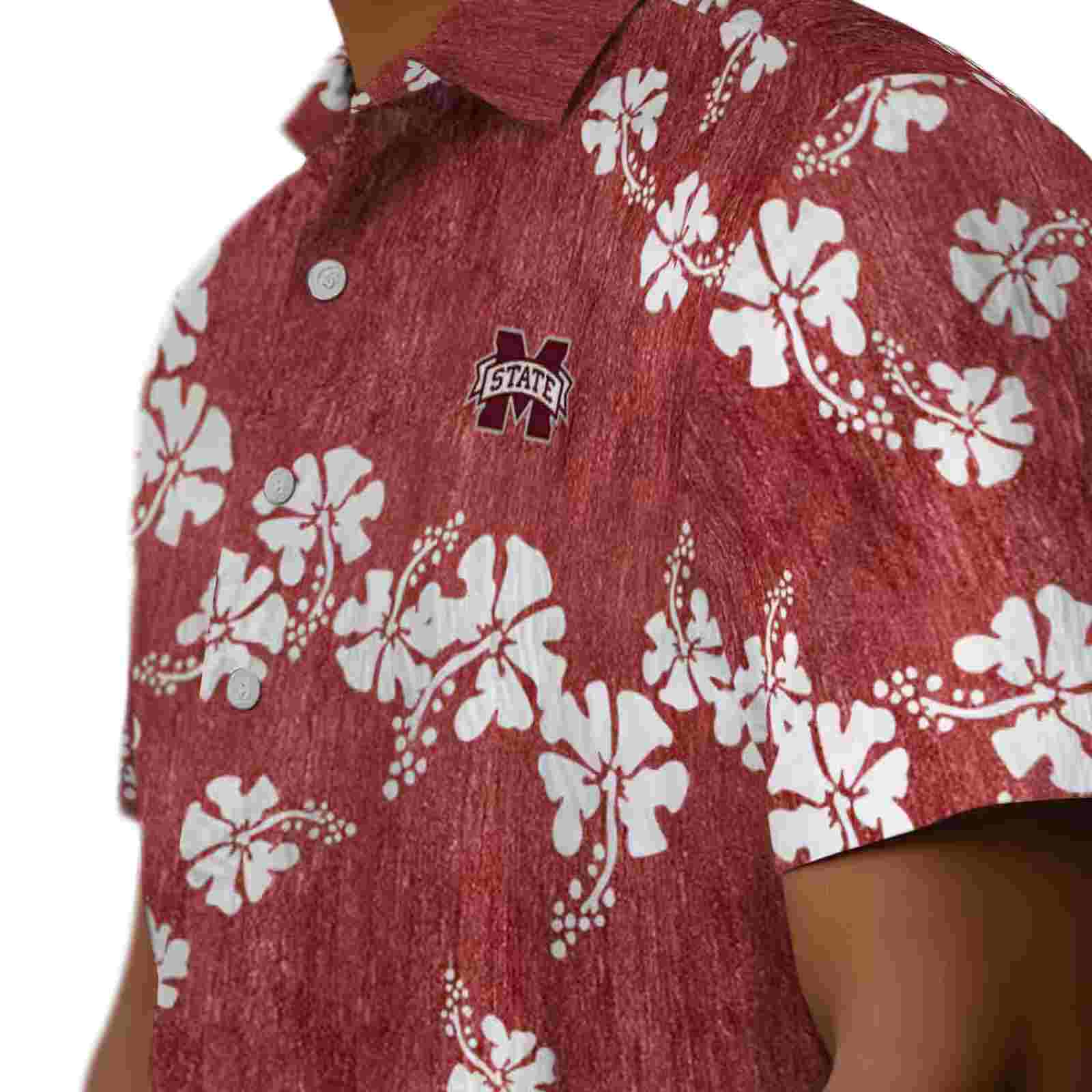 mississippi state bulldogs hibiscus clusters maroon hawaiian shirt trendy