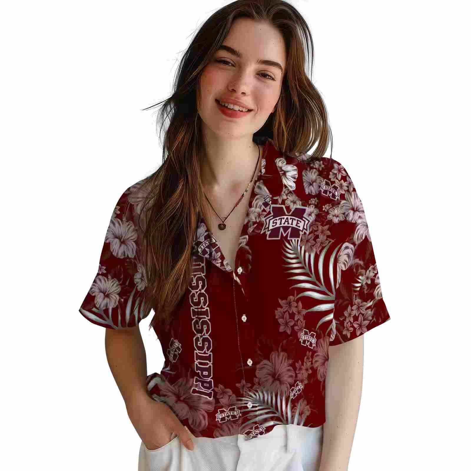 mississippi state bulldogs hibiscus print maroon hawaiian shirt latest model