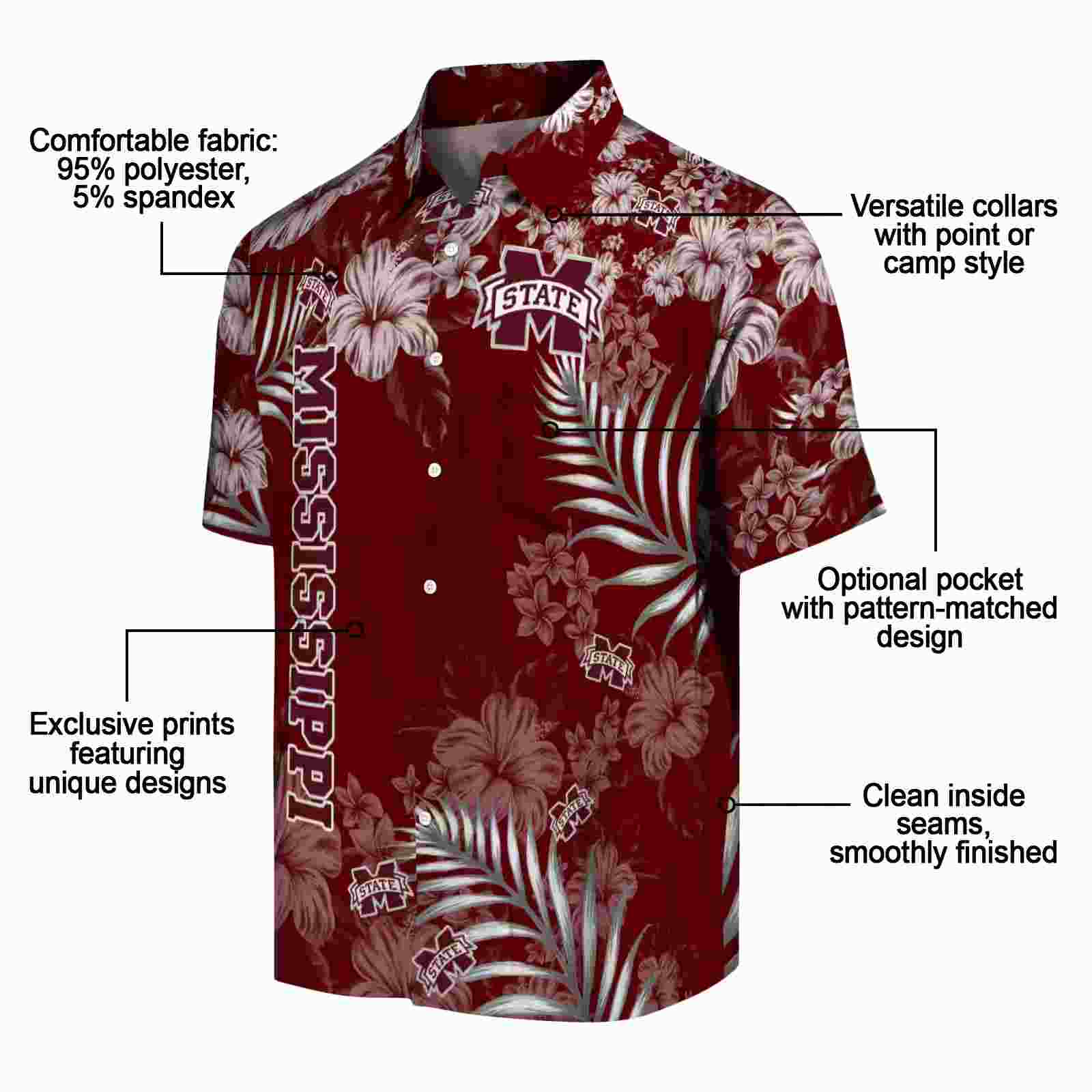 mississippi state bulldogs hibiscus print maroon hawaiian shirt new arrival