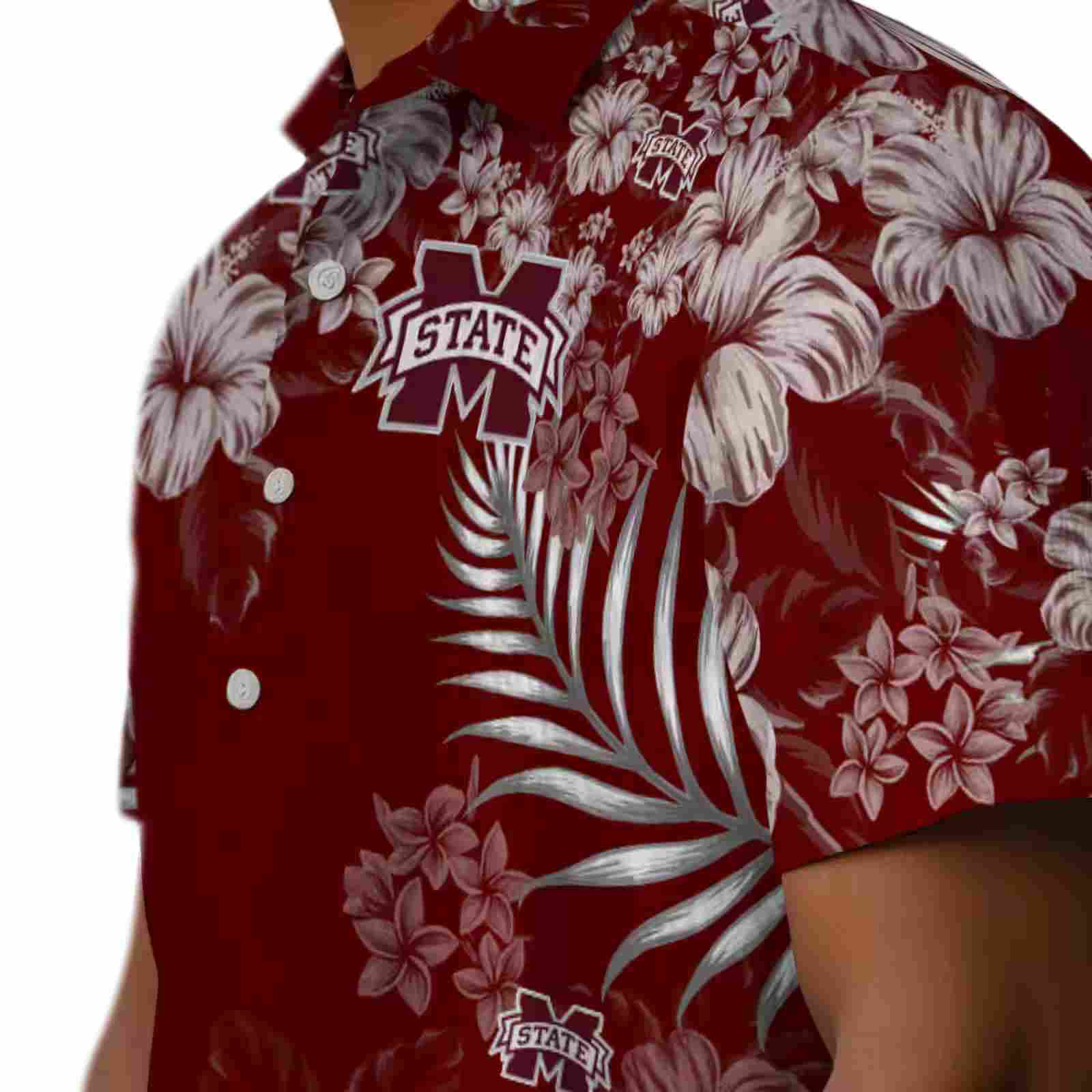 mississippi state bulldogs hibiscus print maroon hawaiian shirt trendy