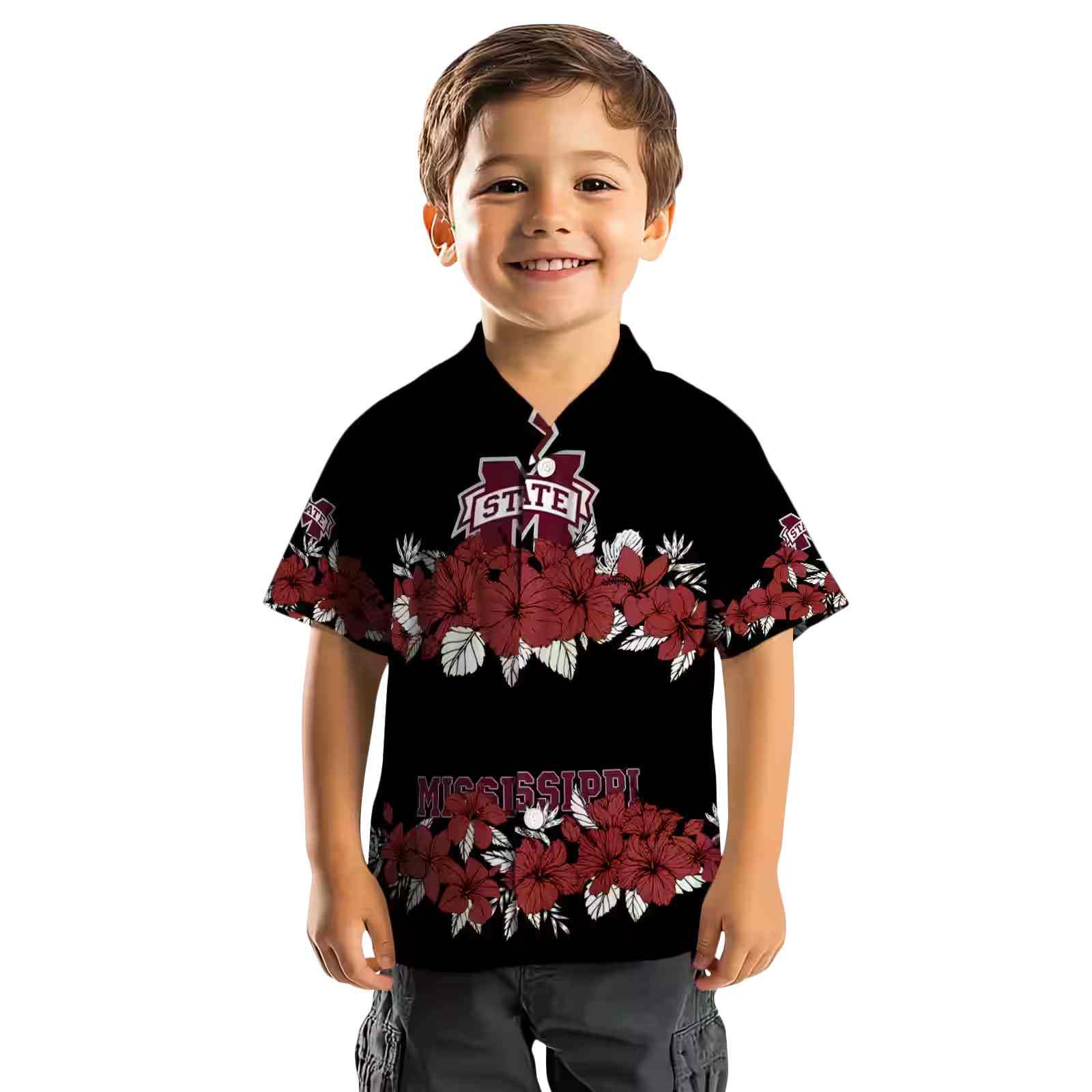 mississippi state bulldogs hibiscus stripe maroon black hawaiian shirt top rated