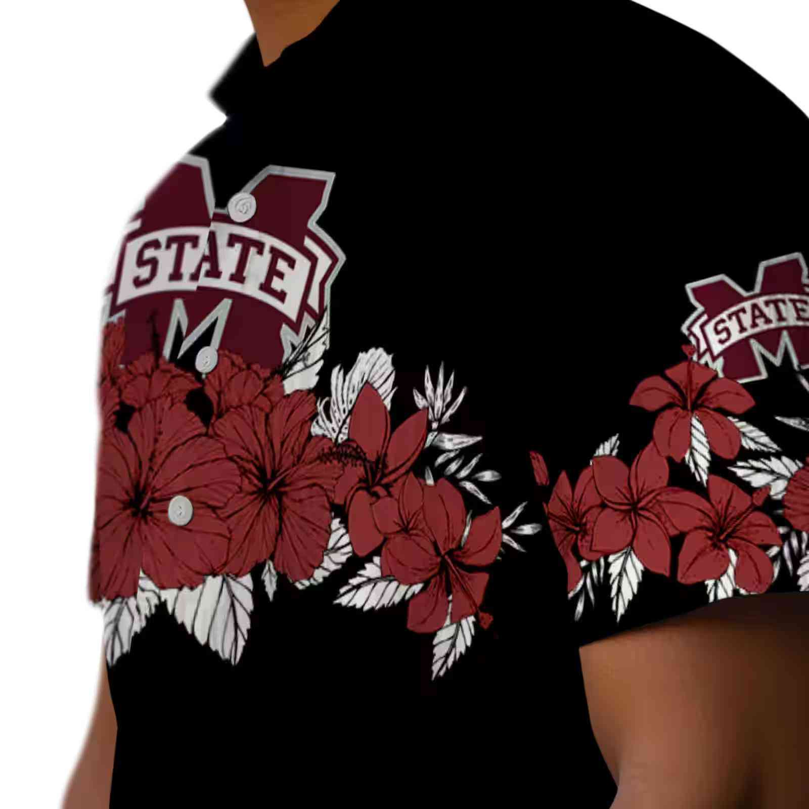 mississippi state bulldogs hibiscus stripe maroon black hawaiian shirt trendy