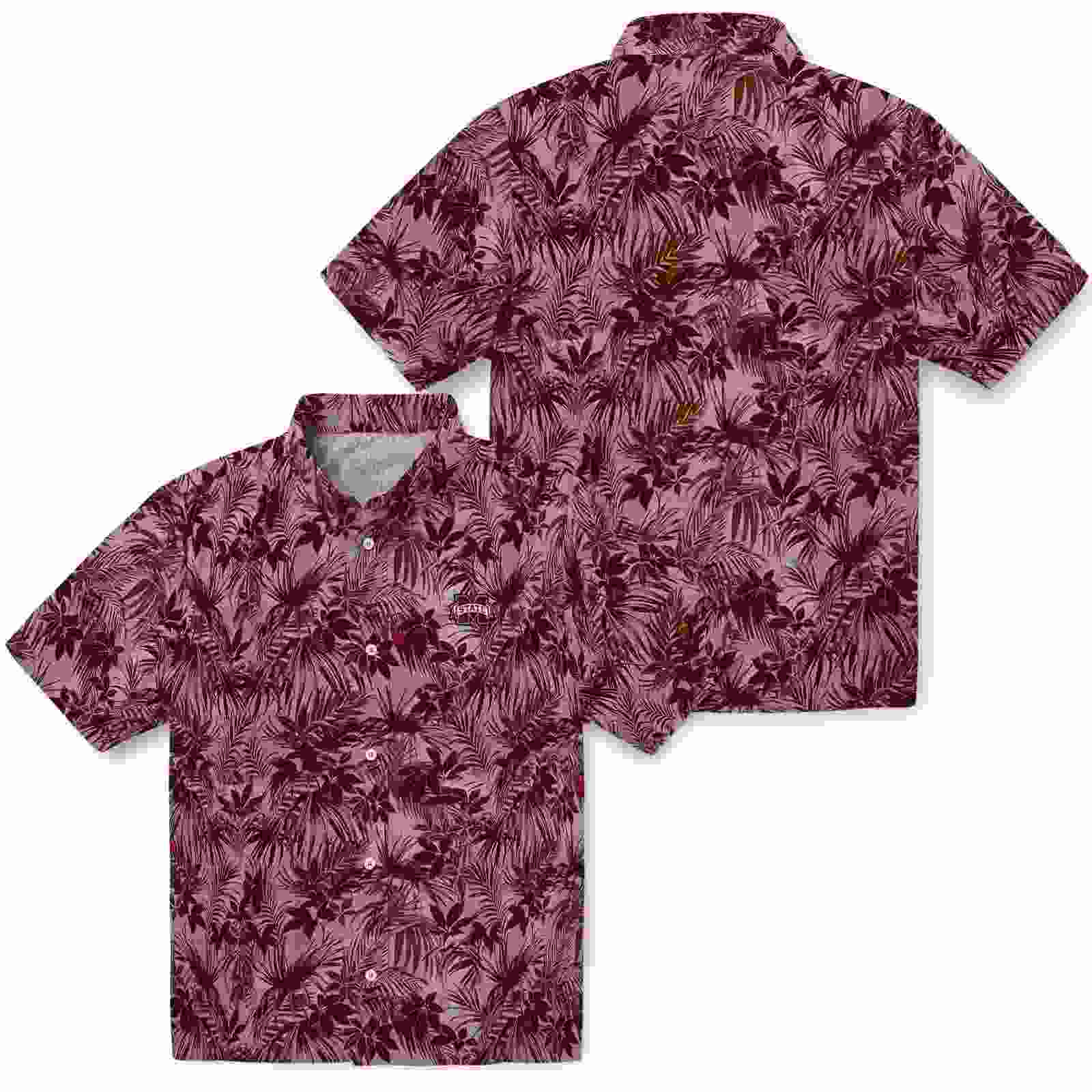 mississippi state bulldogs leafy pattern maroon hawaiian shirt high quality