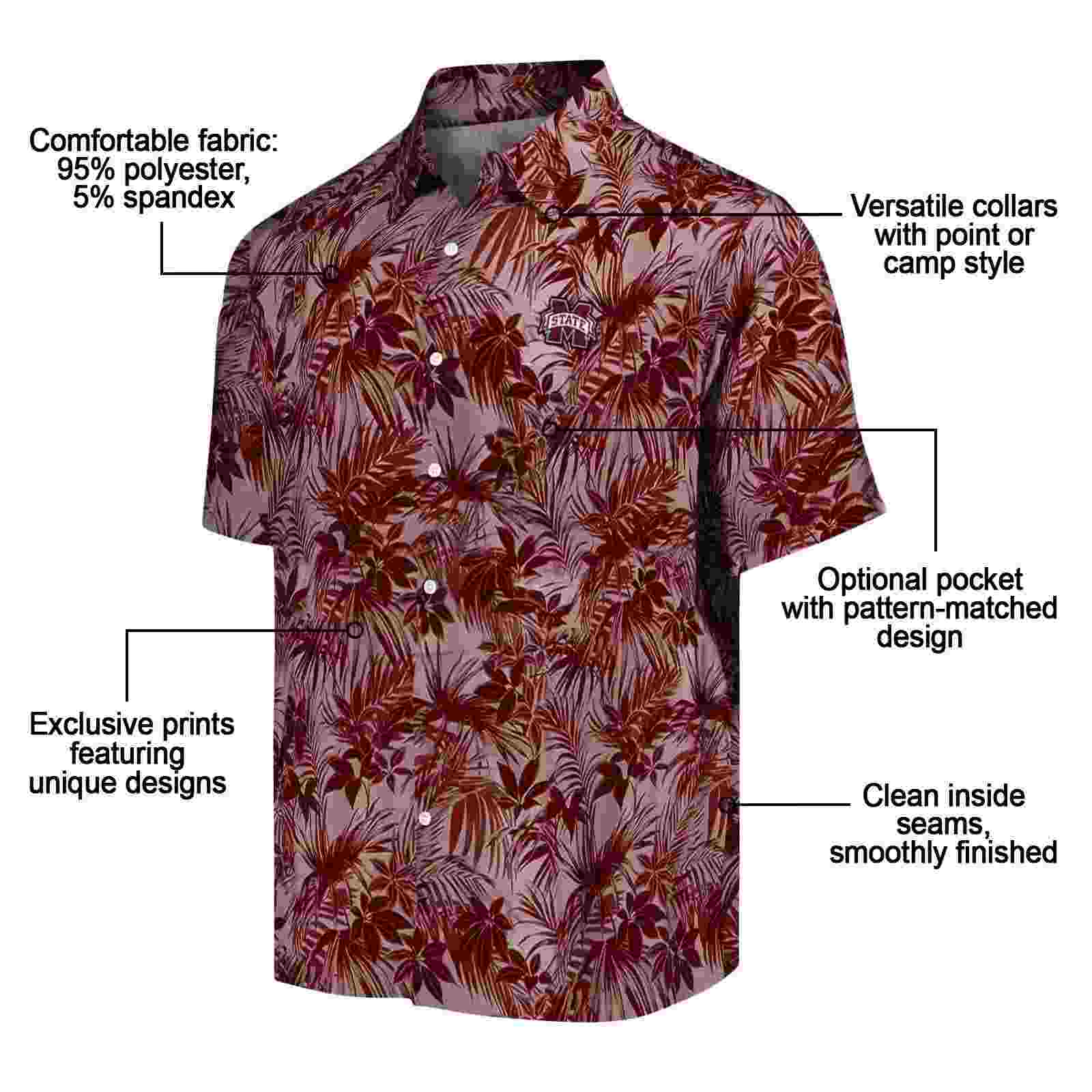 mississippi state bulldogs leafy pattern maroon hawaiian shirt new arrival