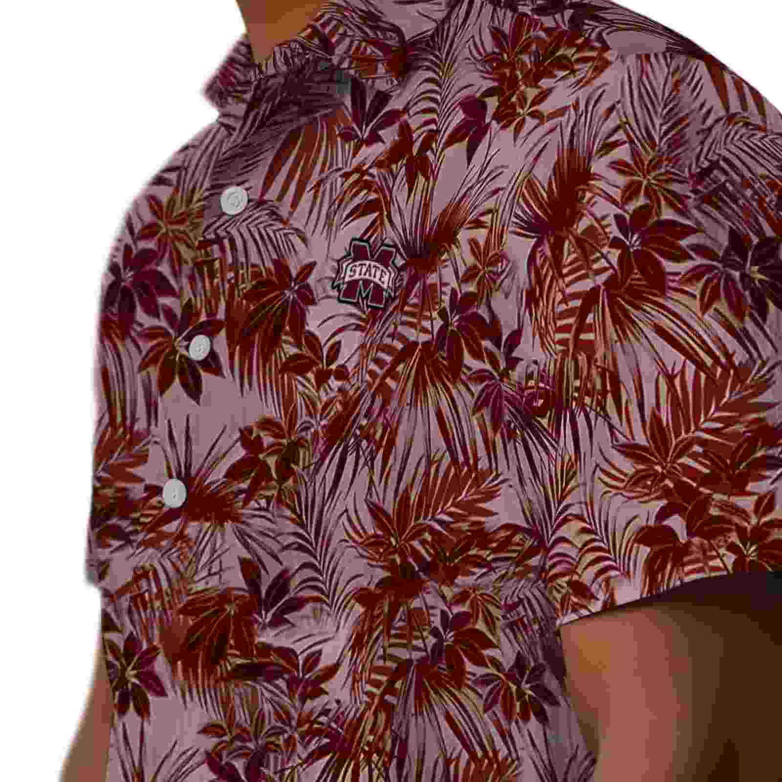 mississippi state bulldogs leafy pattern maroon hawaiian shirt trendy