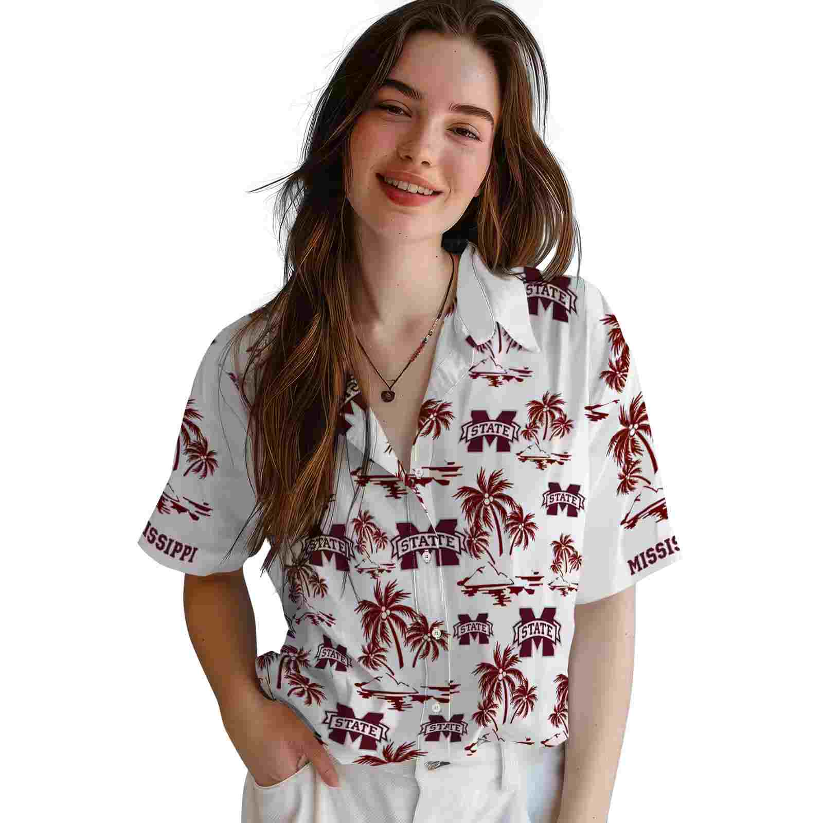 mississippi state bulldogs palm island print maroon white hawaiian shirt latest model