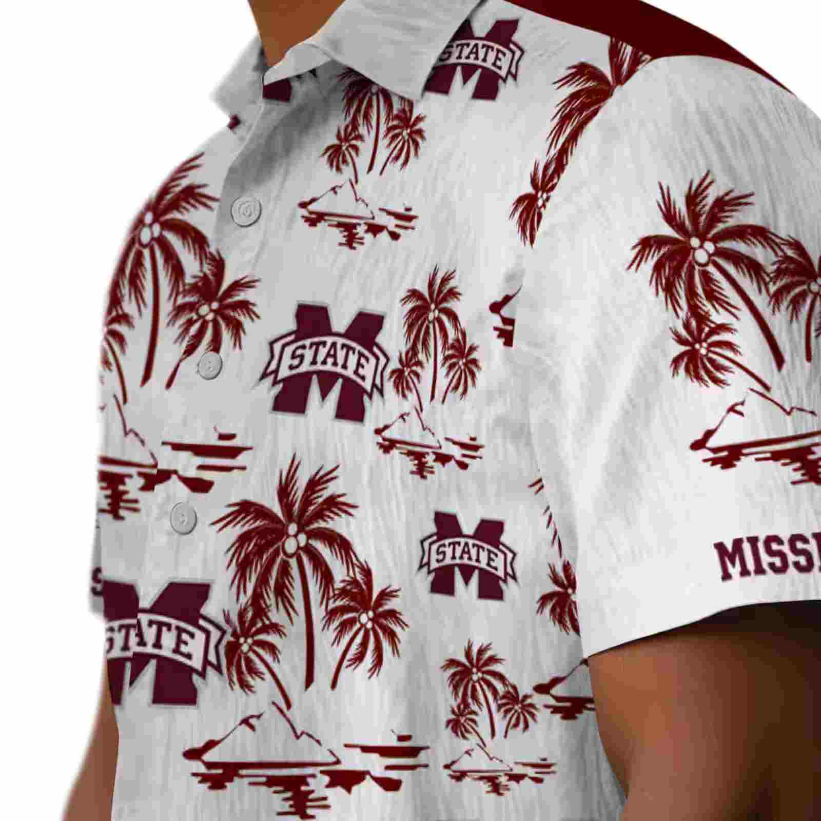 mississippi state bulldogs palm island print maroon white hawaiian shirt trendy