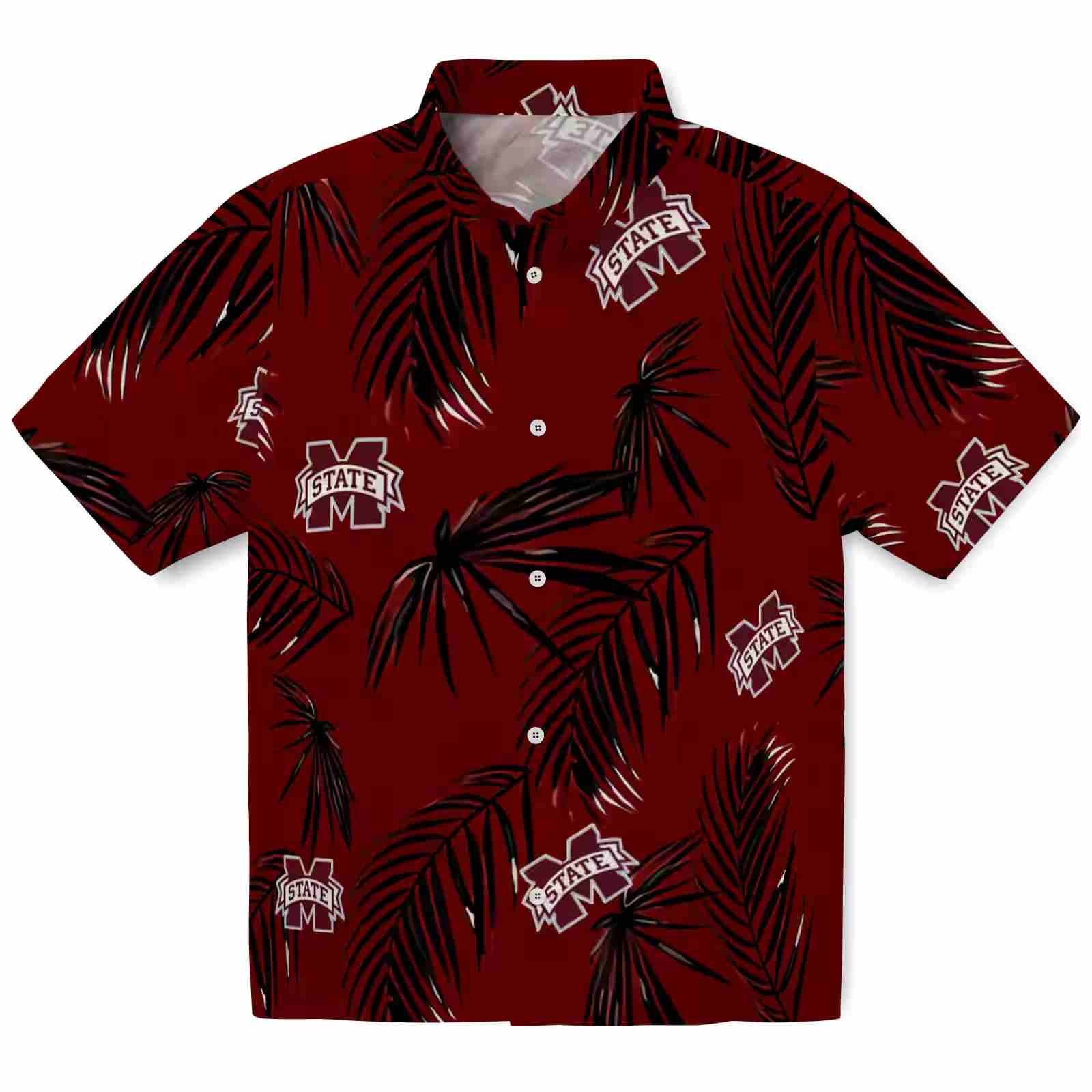 Mississippi State Bulldogs Palm Leaf Maroon Hawaiian Shirt