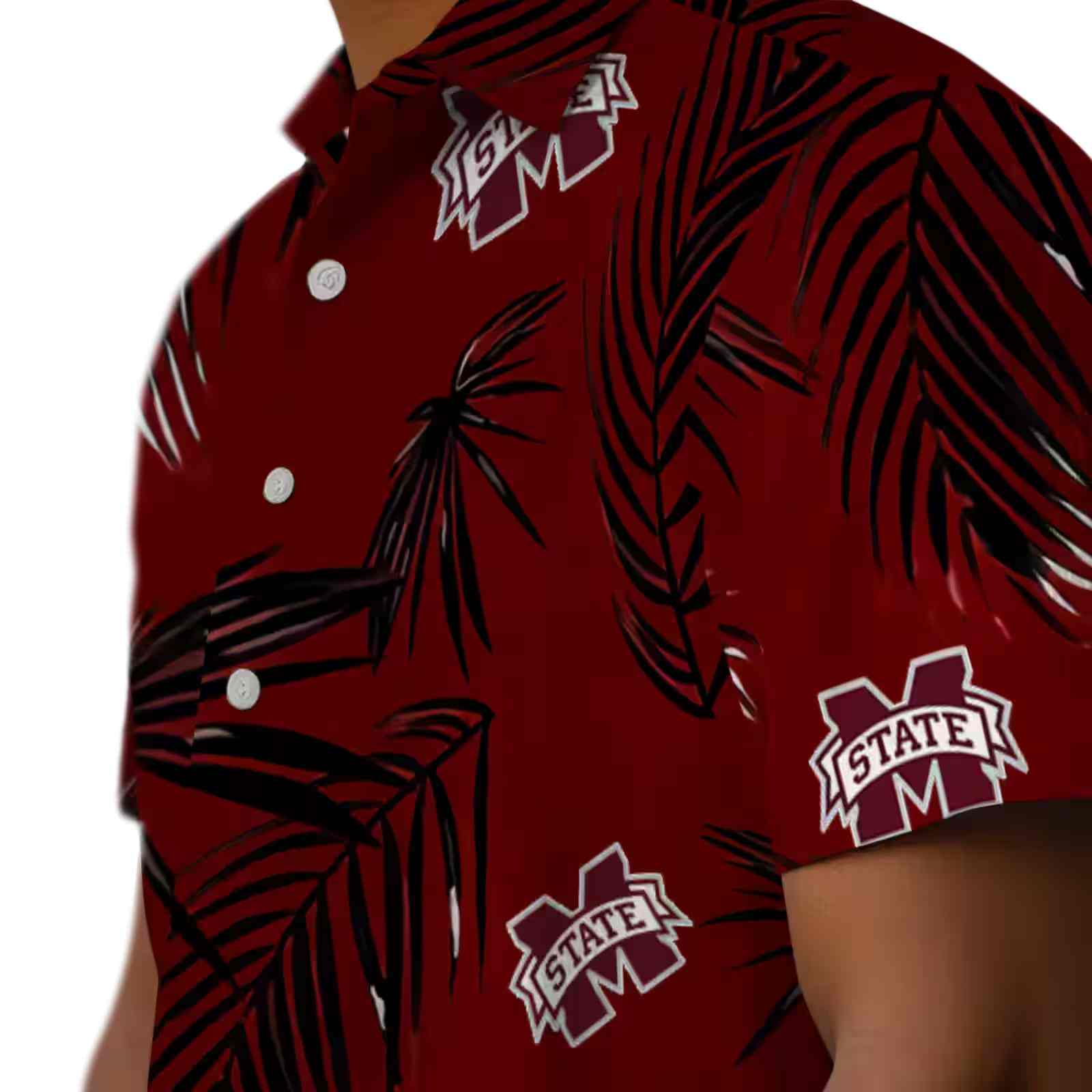 mississippi state bulldogs palm leaf maroon hawaiian shirt trendy