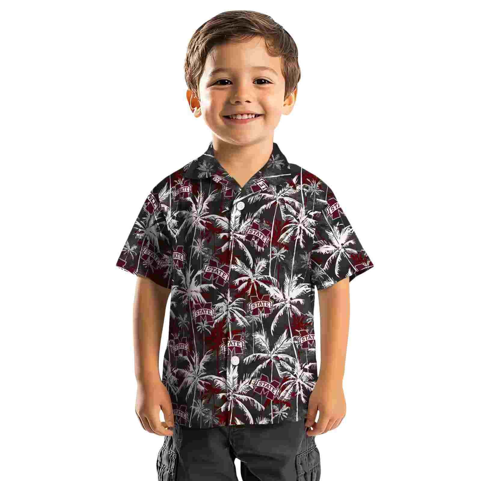 mississippi state bulldogs palm pattern maroon black hawaiian shirt top rated