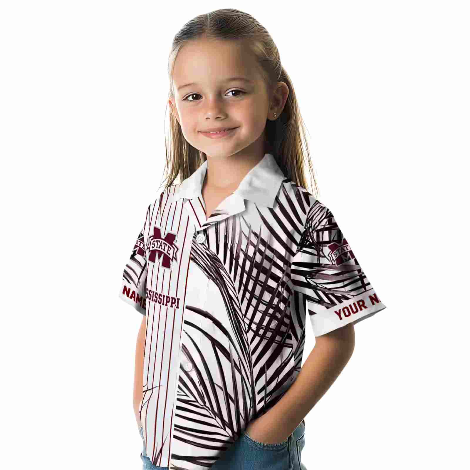 mississippi state bulldogs palm stripes maroon black white hawaiian shirt premium grade