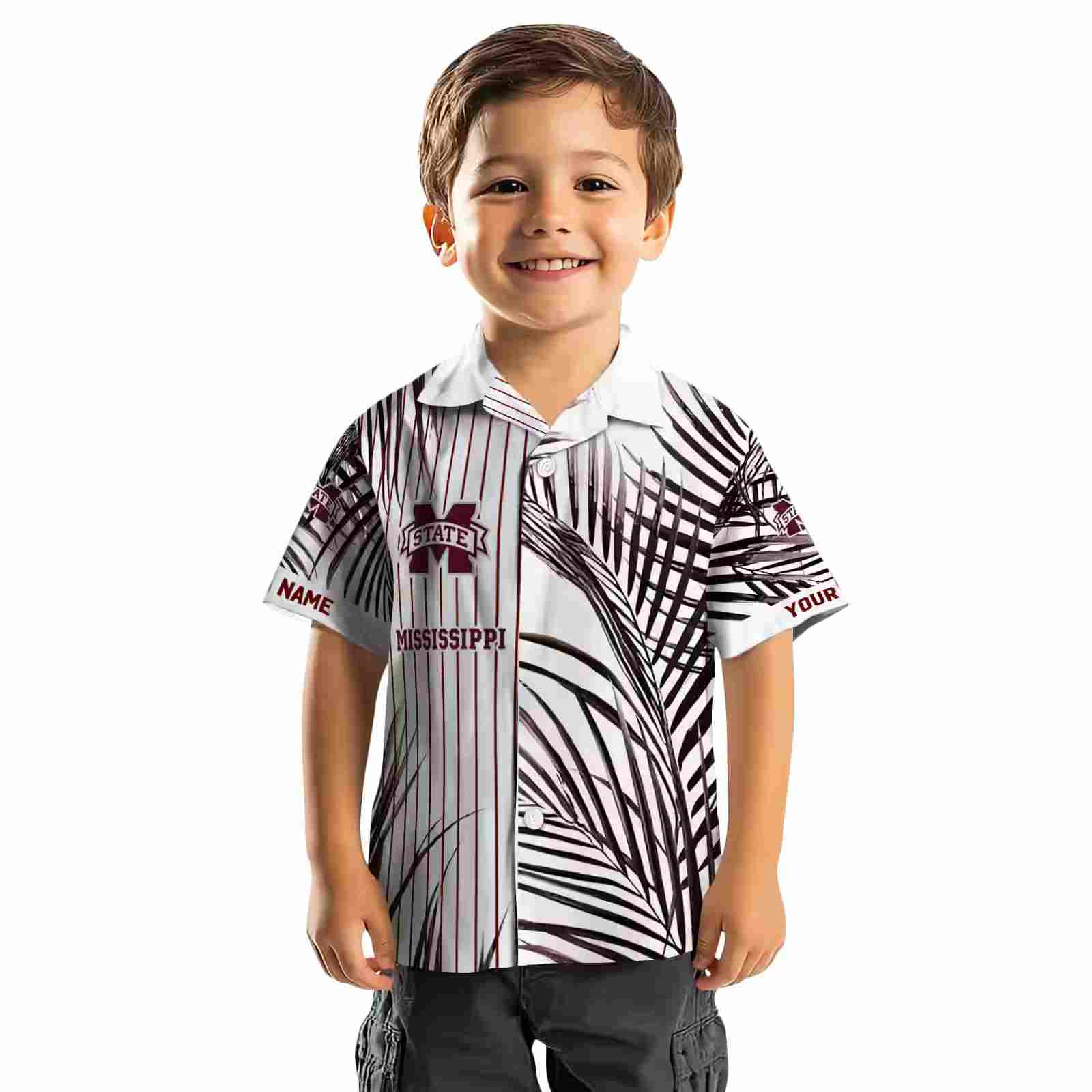 mississippi state bulldogs palm stripes maroon black white hawaiian shirt top rated