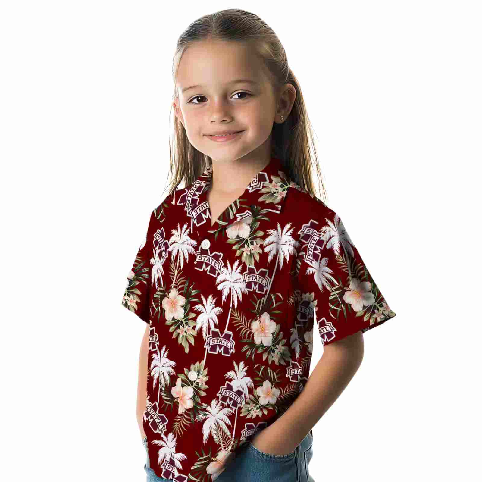 mississippi state bulldogs palm tree flower maroon hawaiian shirt premium grade