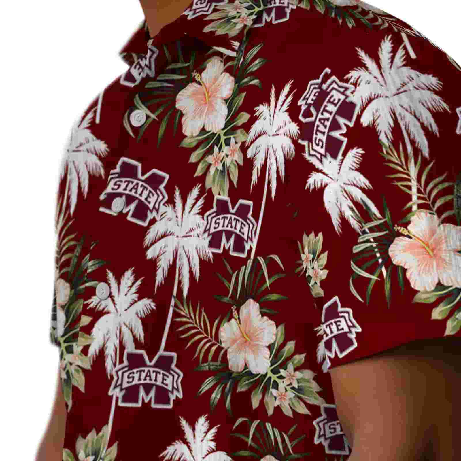 mississippi state bulldogs palm tree flower maroon hawaiian shirt trendy