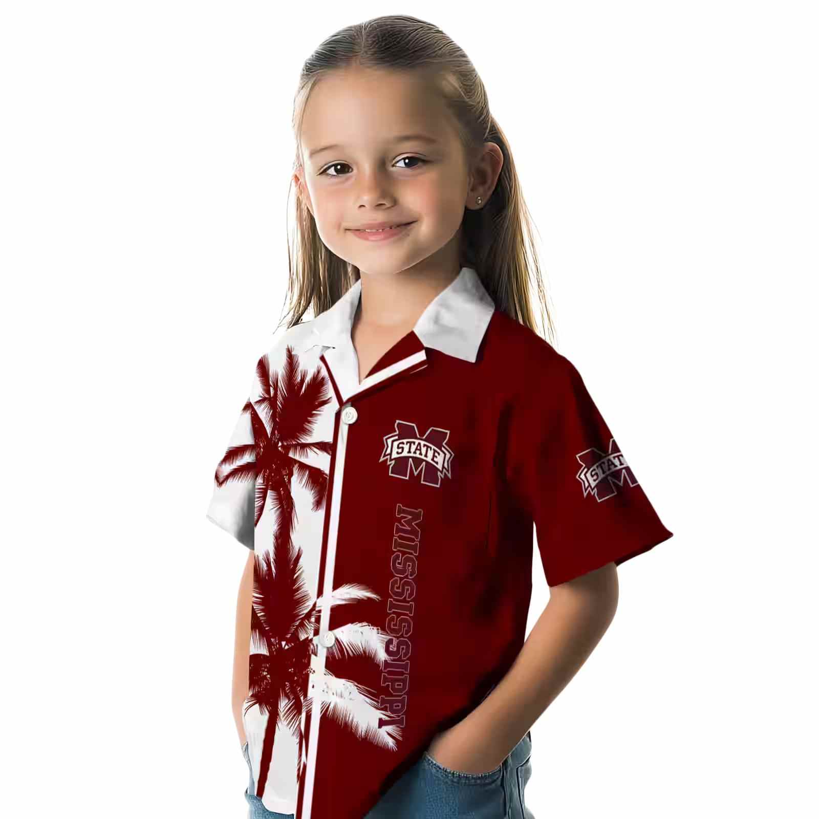 mississippi state bulldogs palm trees maroon white hawaiian shirt premium grade