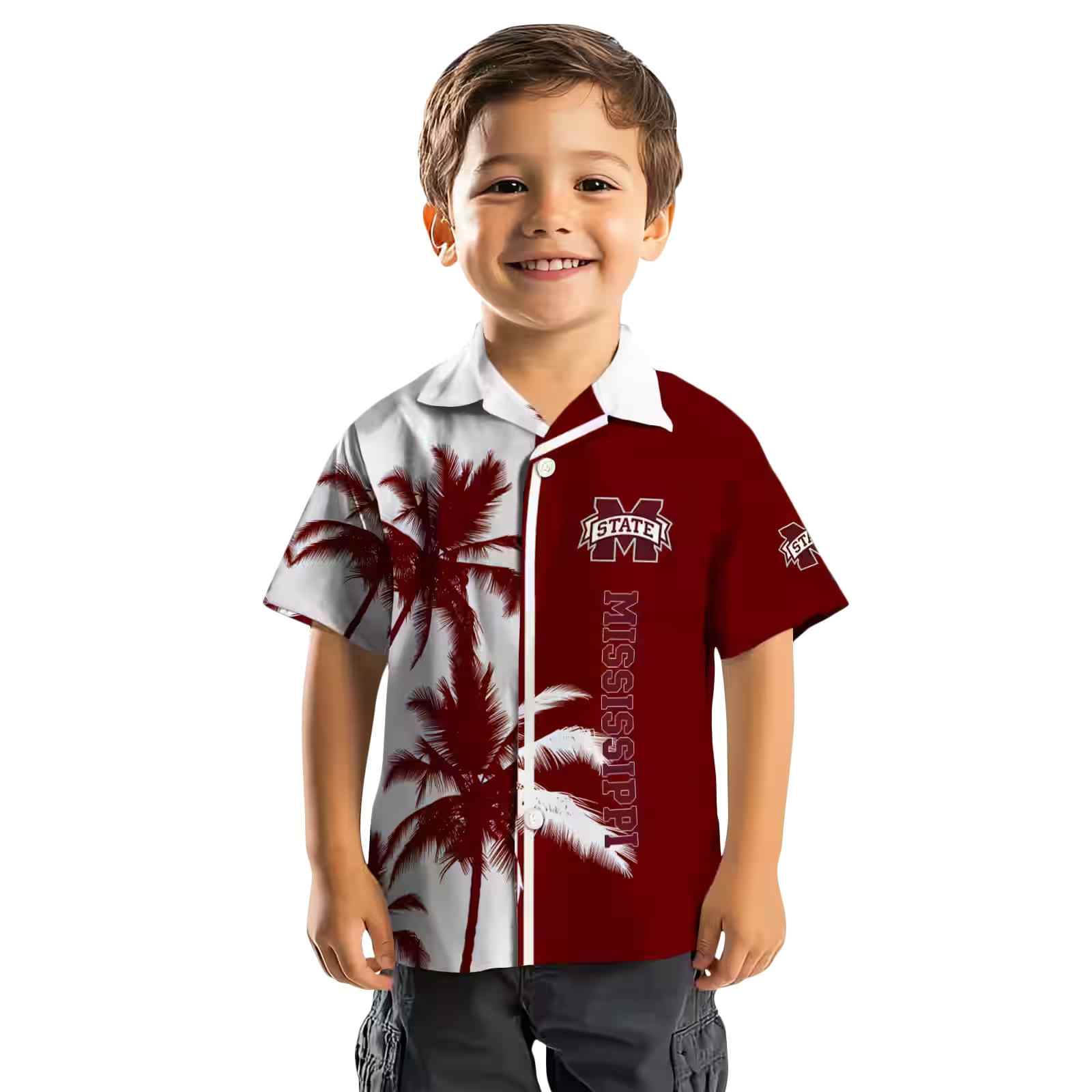 mississippi state bulldogs palm trees maroon white hawaiian shirt top rated