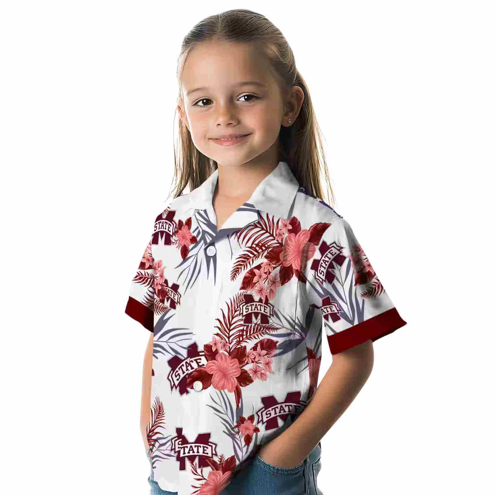 mississippi state bulldogs patriotic hibiscus design maroon white hawaiian shirt premium grade