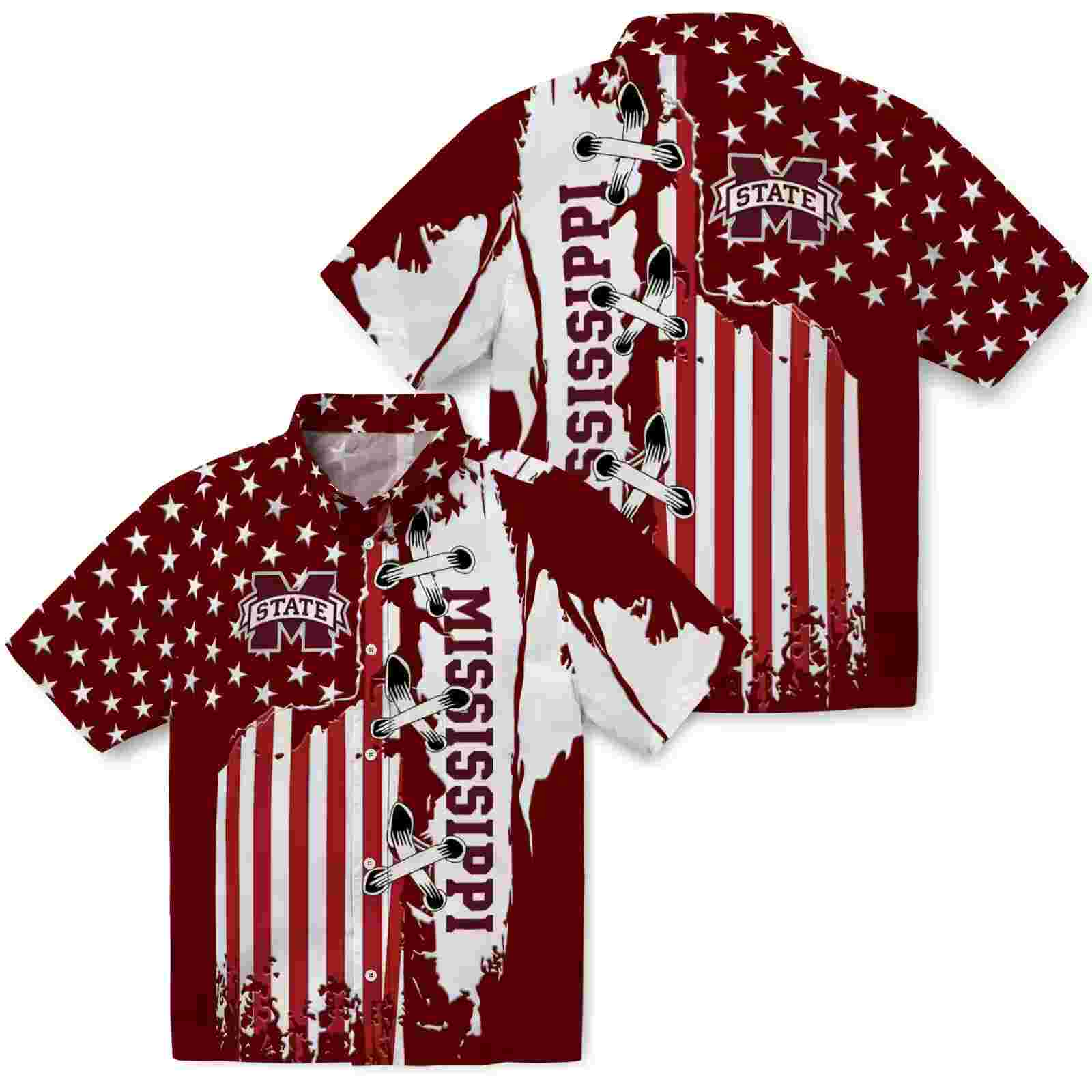 mississippi state bulldogs stitched flag maroon hawaiian shirt high quality