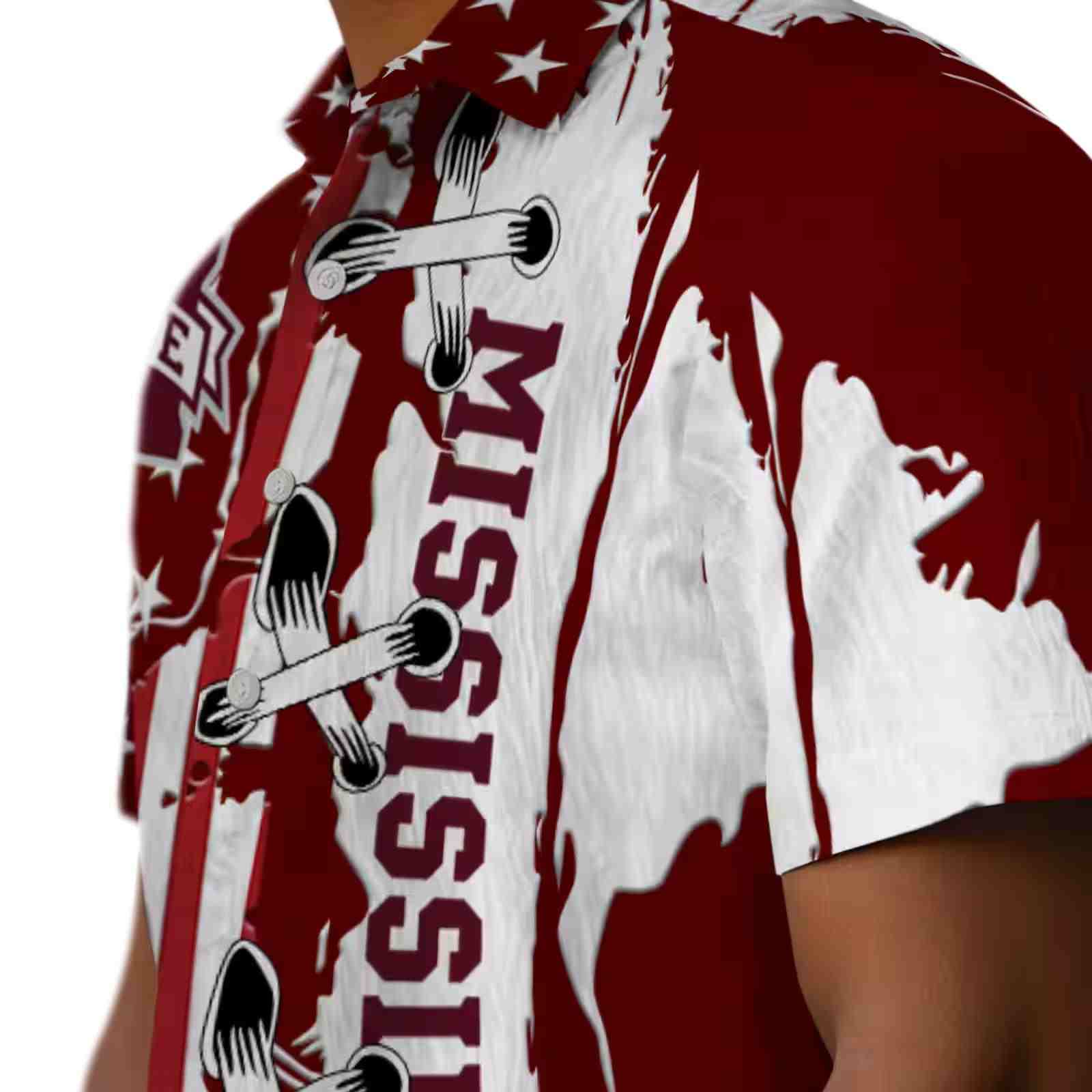 mississippi state bulldogs stitched flag maroon hawaiian shirt trendy